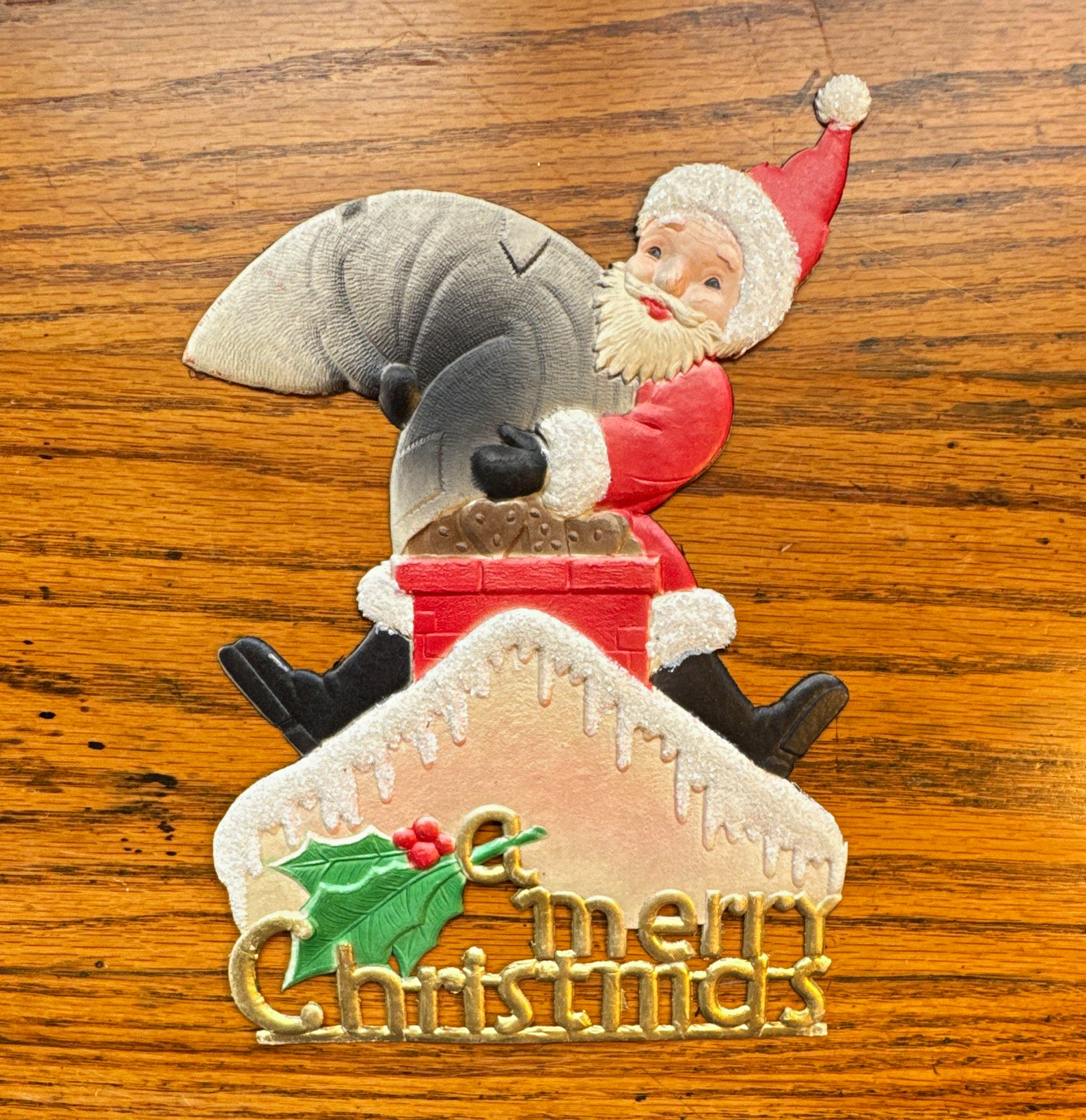 Vintage German Embossed Christmas Santa Die Cut