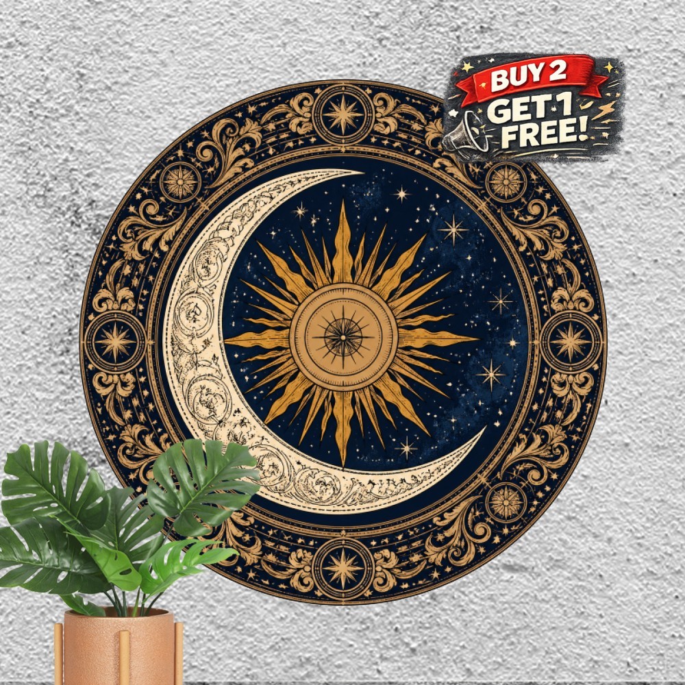 vintage sun moon wall art tin metal signs