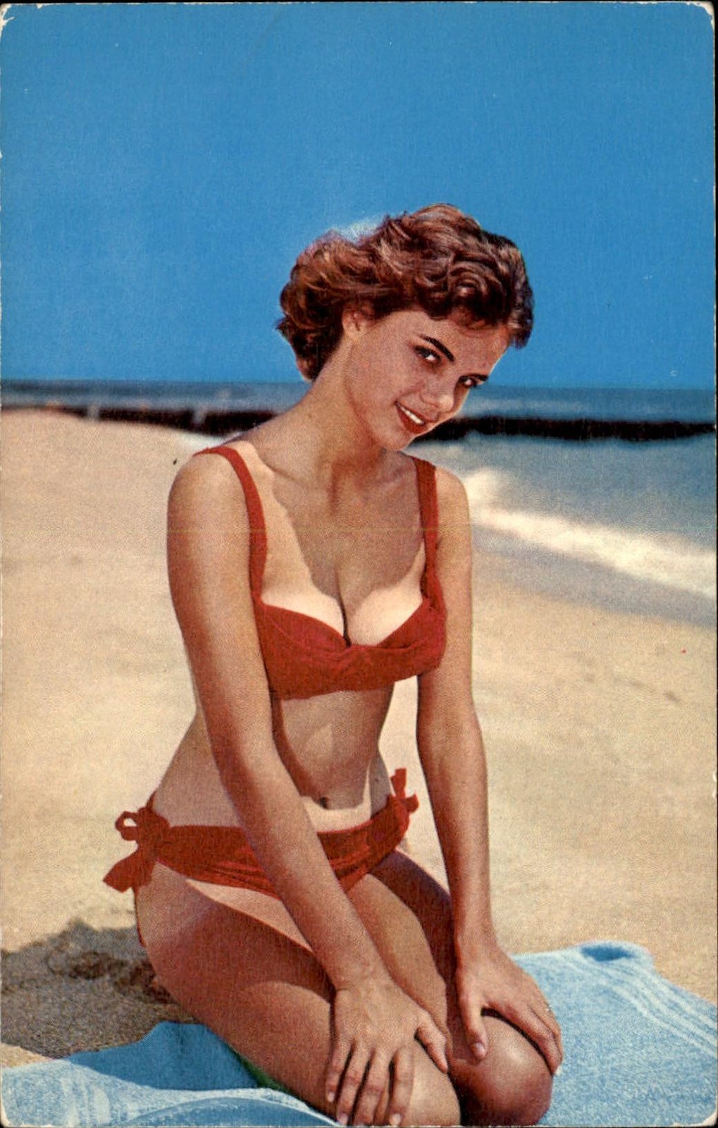 Bathing Beauty Pinup Florida Gulf Stream  c1950s-60s Vintage Postcard