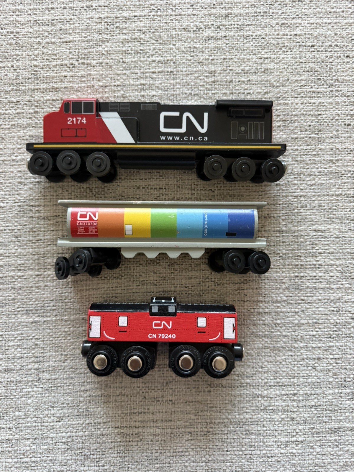 Wooden Whittle Shortline Railroad CN Canadian National Trains Lot of 3