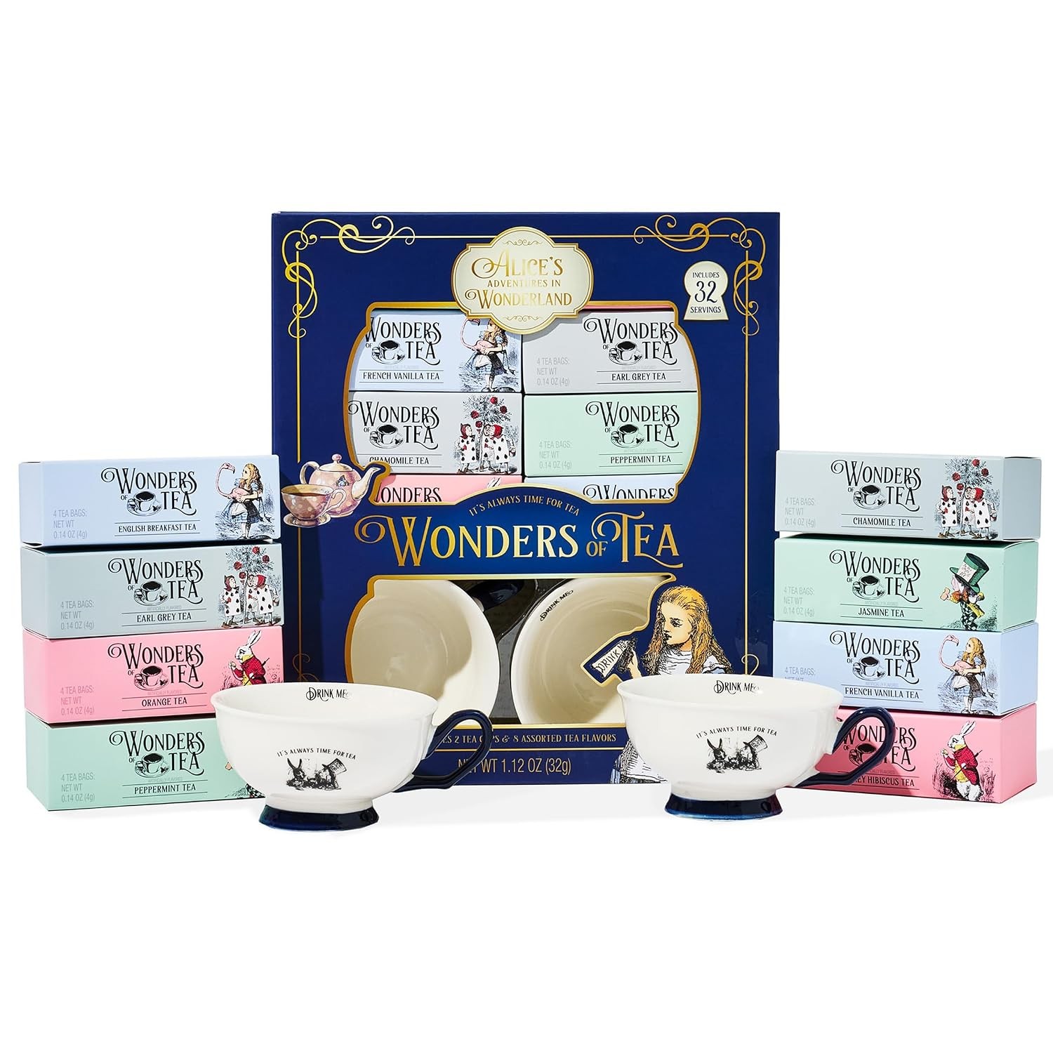 Alice\'s Adventures in Wonderland Book Gift Set, Tea Cups & Tea