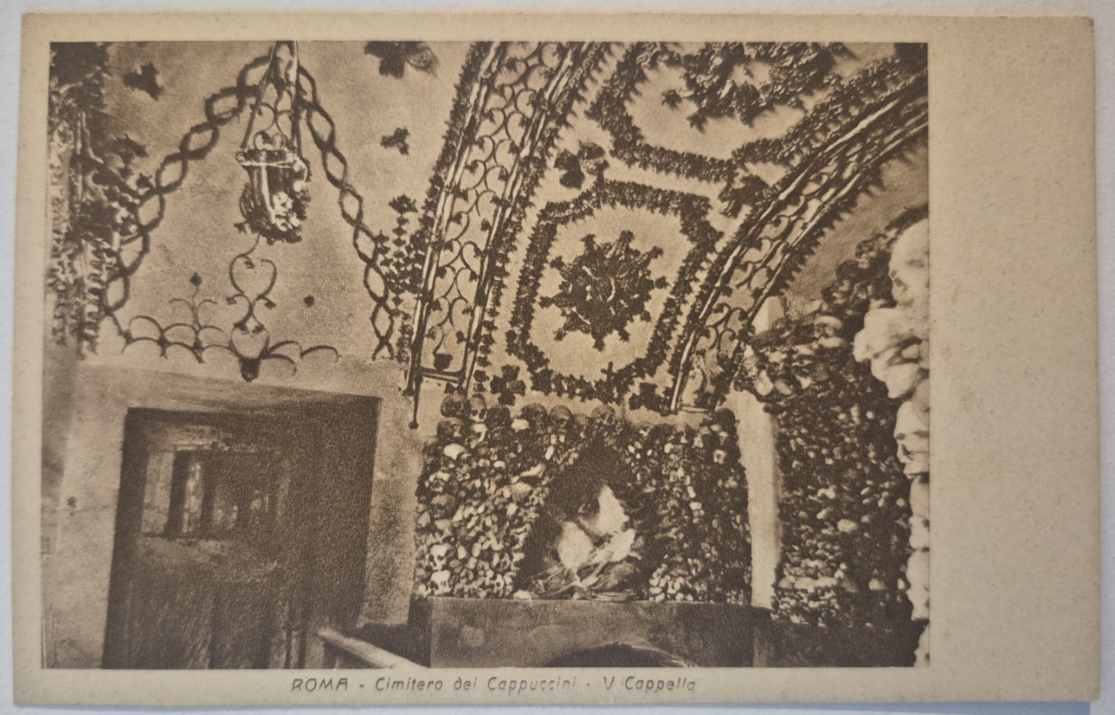 Vintage Postcard Capuchin Crypt Rome Italy Skulls Skeletons Bones AA138