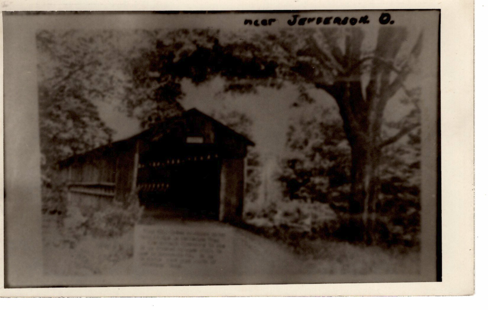 Postcard Covered Bridge Jefferson Ohio c1945 -8425