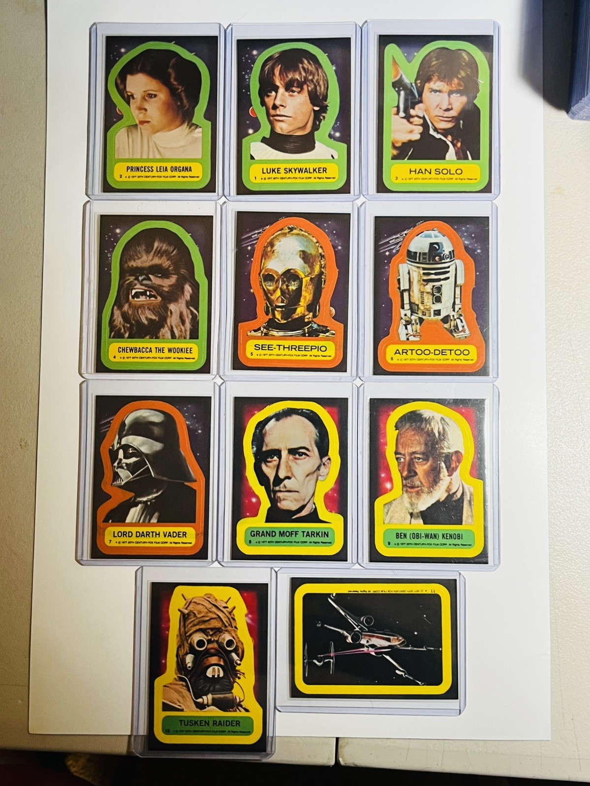 1977 TOPPS STAR WARS: SERIES 1 STICKERS COMPLETE SET OF 11