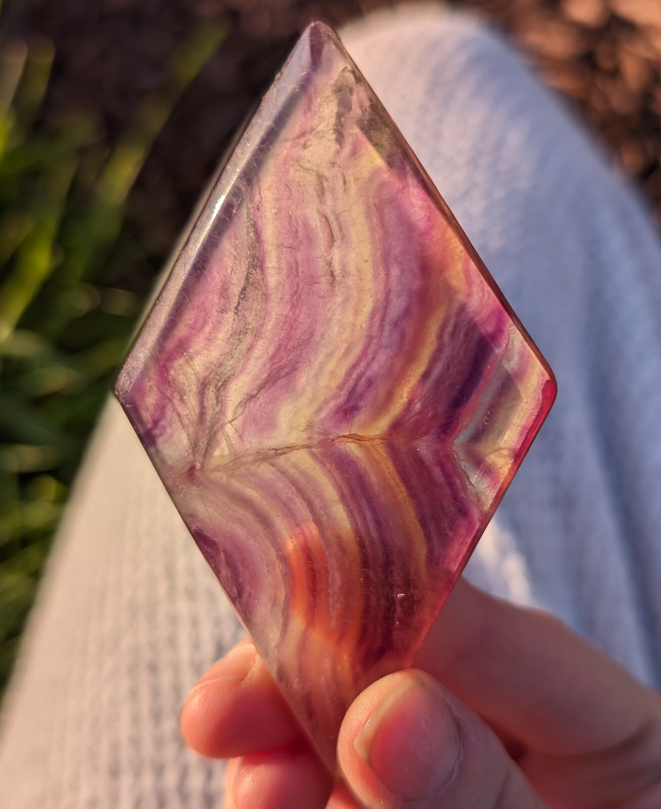 Fluorite Carving Candy Diamond Rhombus Crystal Gemstone Chakra