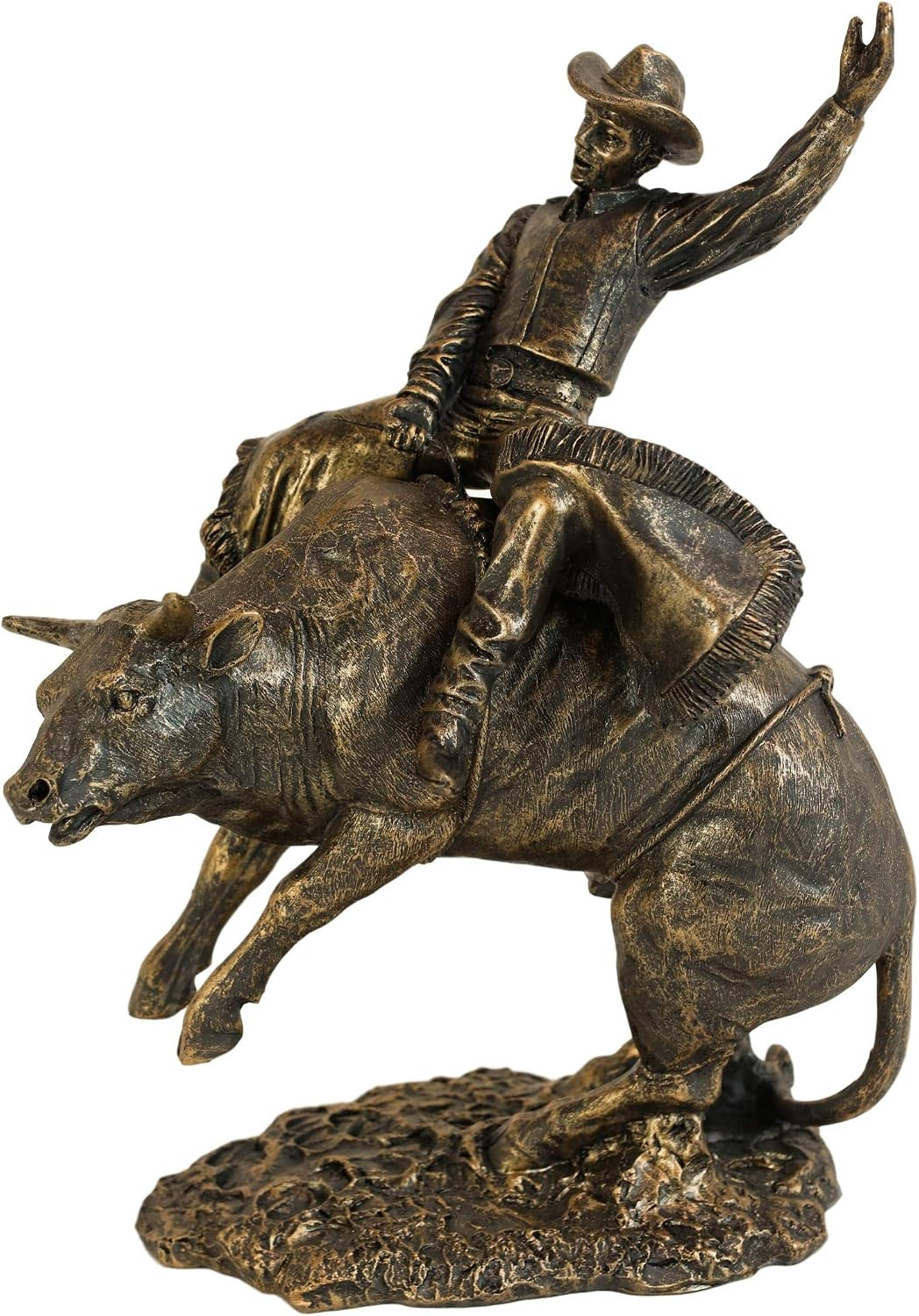 Ebros Rustic Western Rodeo Bull Rider Cowboy on Rearing Angry Bull Statue 10