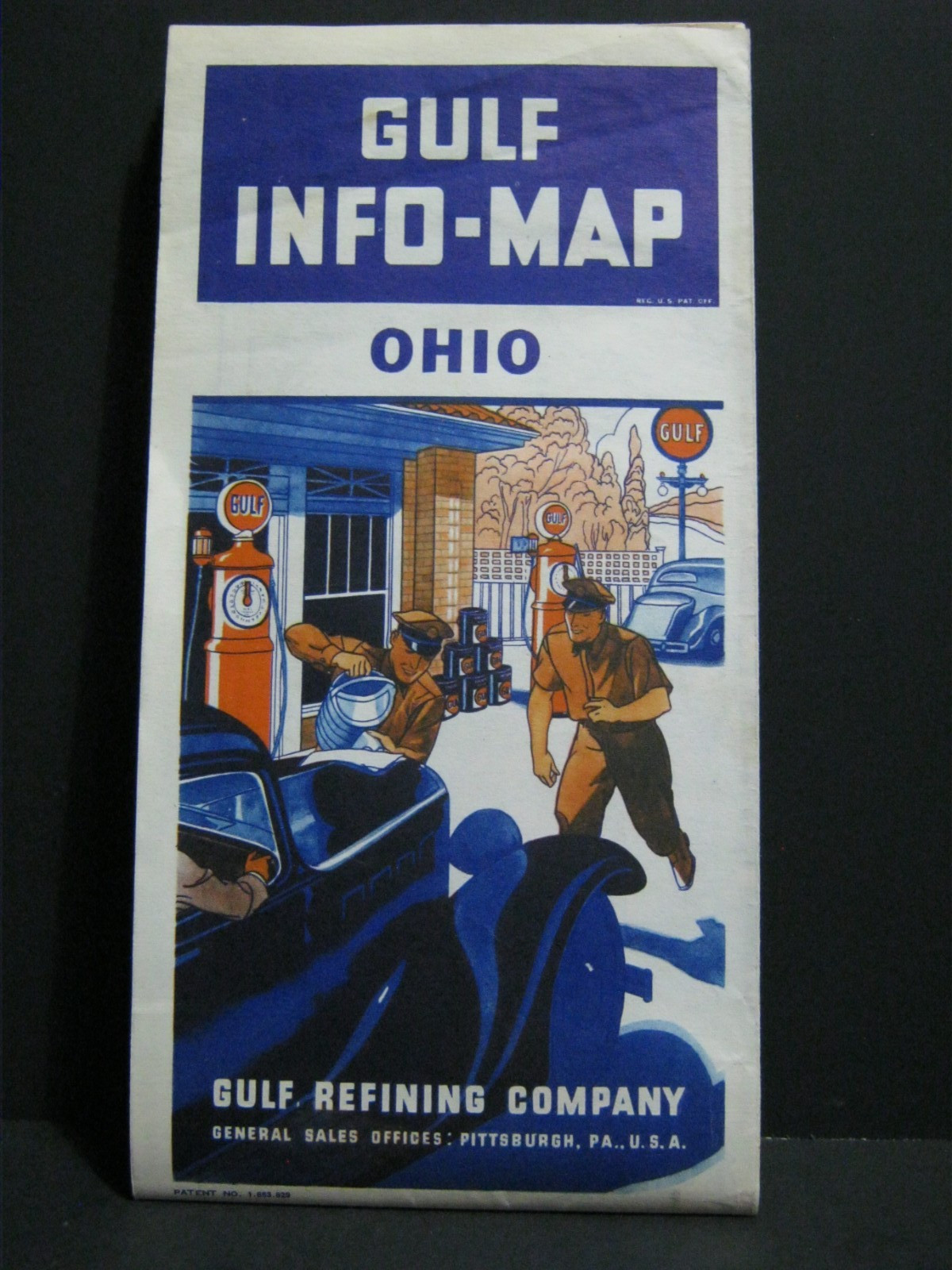 ANTIQUE - 1934 GULF REFINING CO. - GAS & OIL- OHIO - GULF INFO-MAP