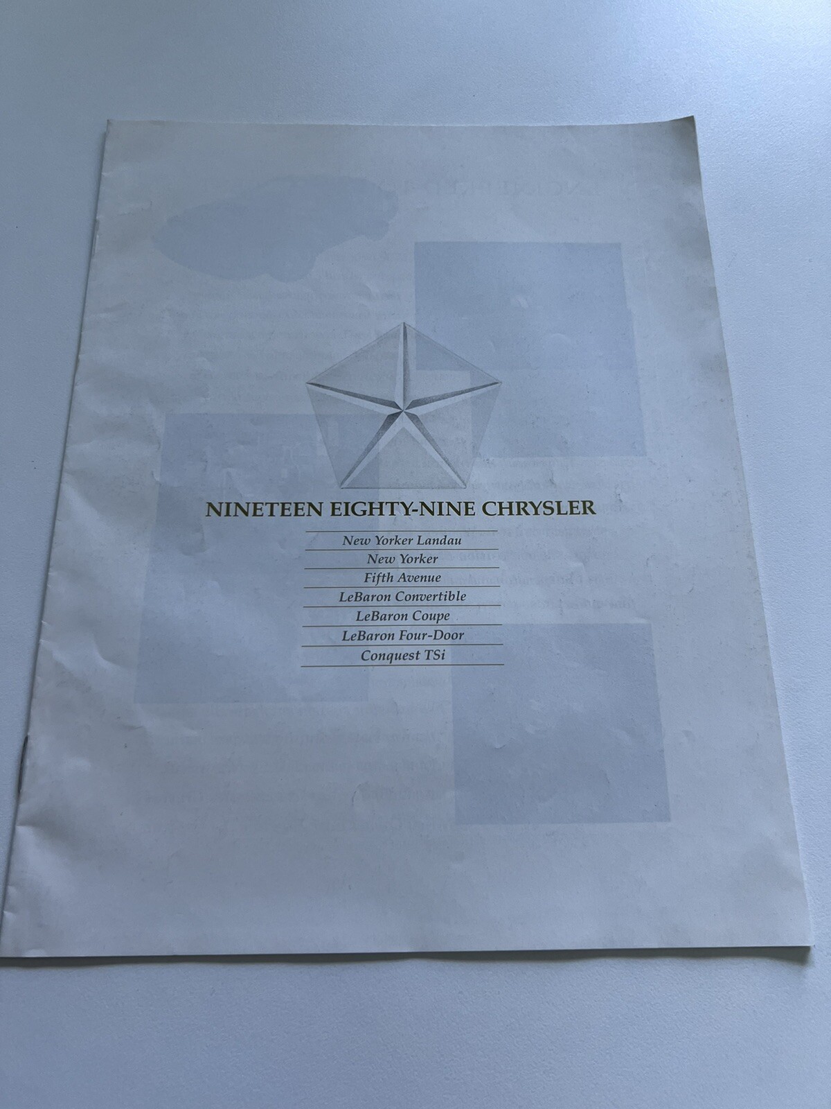 1989 Chrysler Fifth Avenue Dealership Sales Brochure
