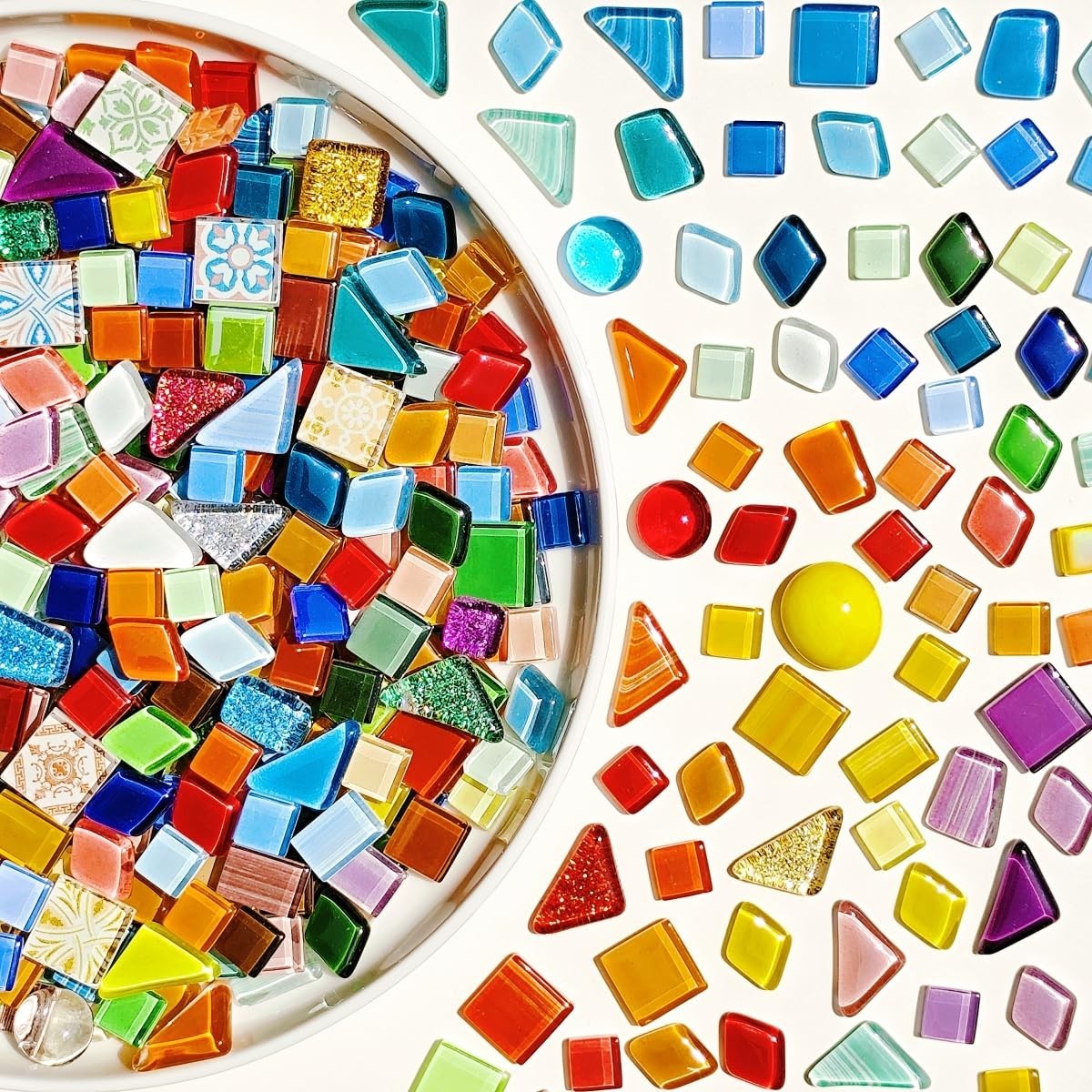 IcosaMro 2.2LB Mosaic Tiles for Crafts DIY Stepping Stone Project Supplies