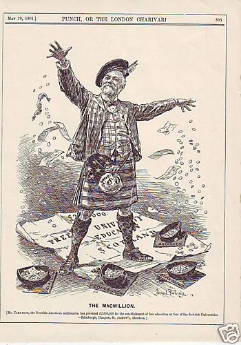 original 1901 cartoon print - free university scotland .