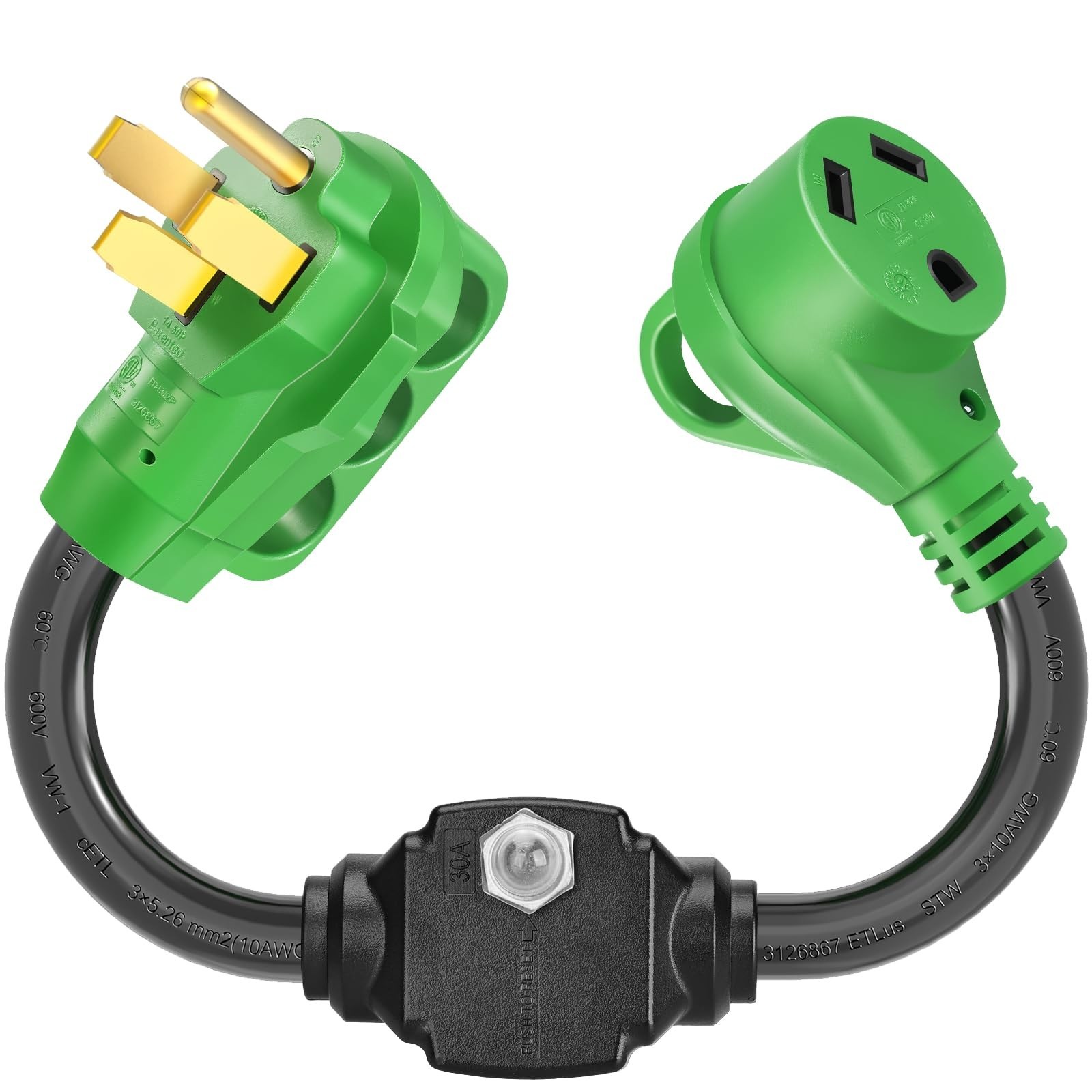 50A to 30A RV Adapter & Surge Protector for Campers, Trailers - NEMA 14-50P t...