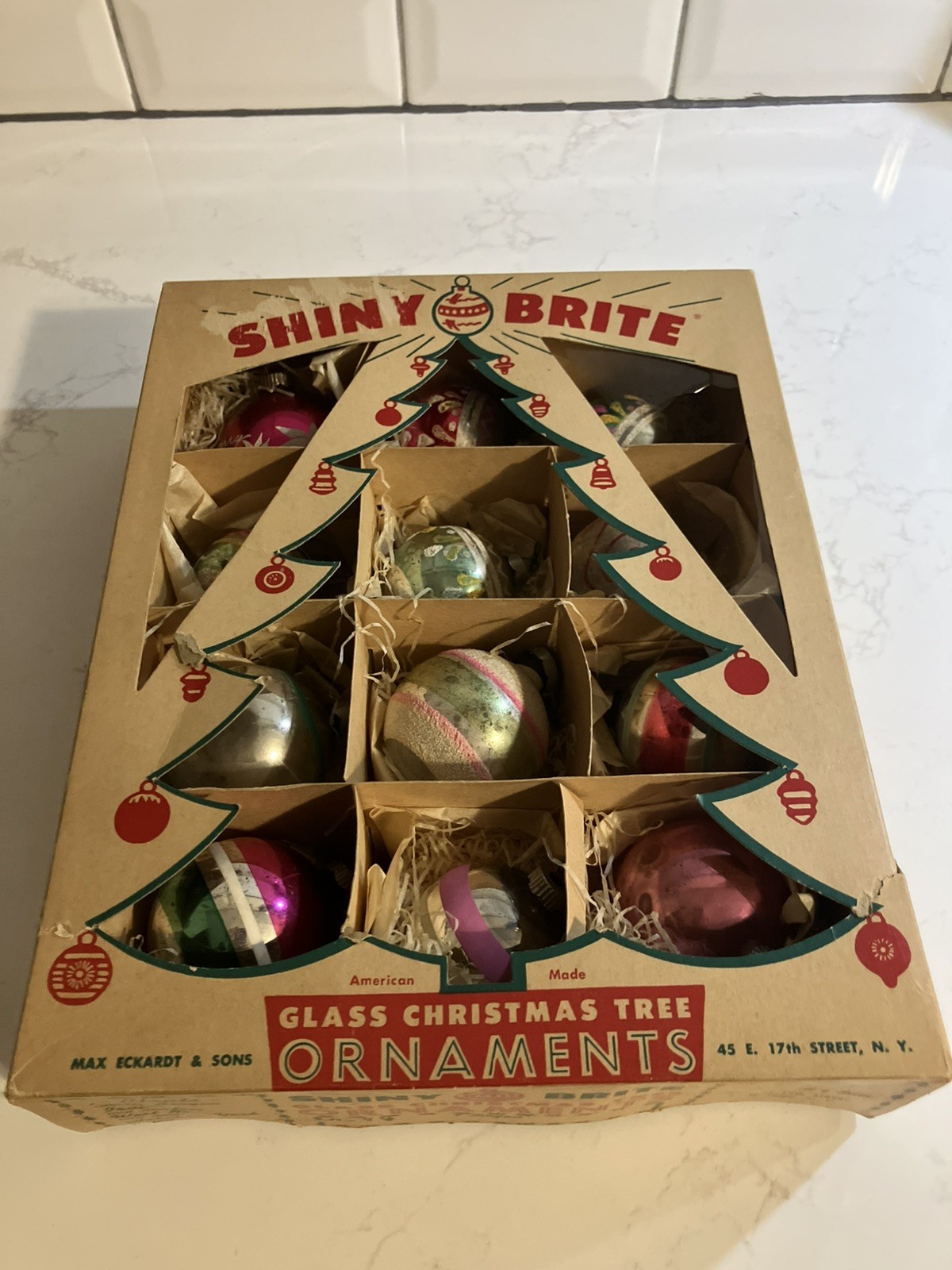 Shiny Brite Vintage Christmas Ornaments Original Box 12