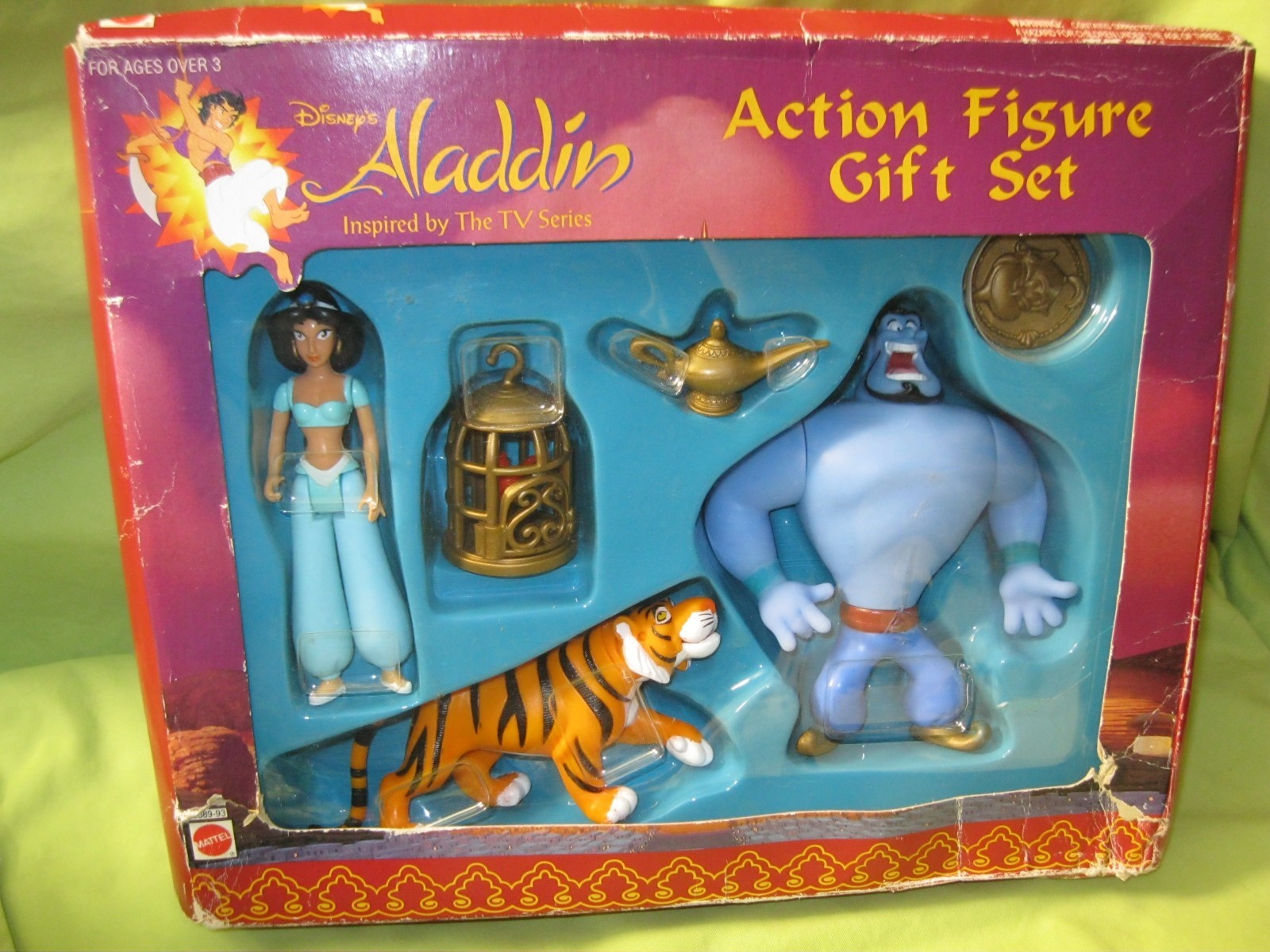 DISNEY Mattel VINTAGE 1990\'s ALADDIN Jasmine Genie Rajah ACTION FIGURE GIFT SET