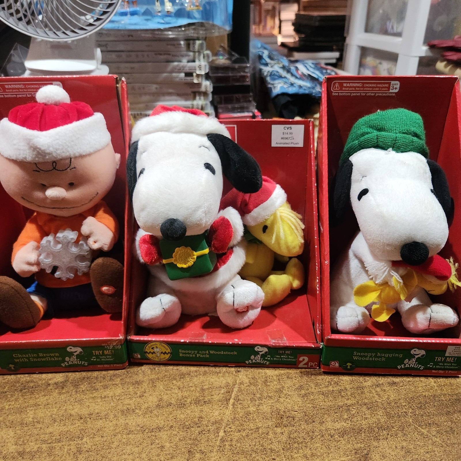 Gemmy 2008/09 Charlie Brown And Snoopy Animated Plush Christmas Lot Of 3 NEW B