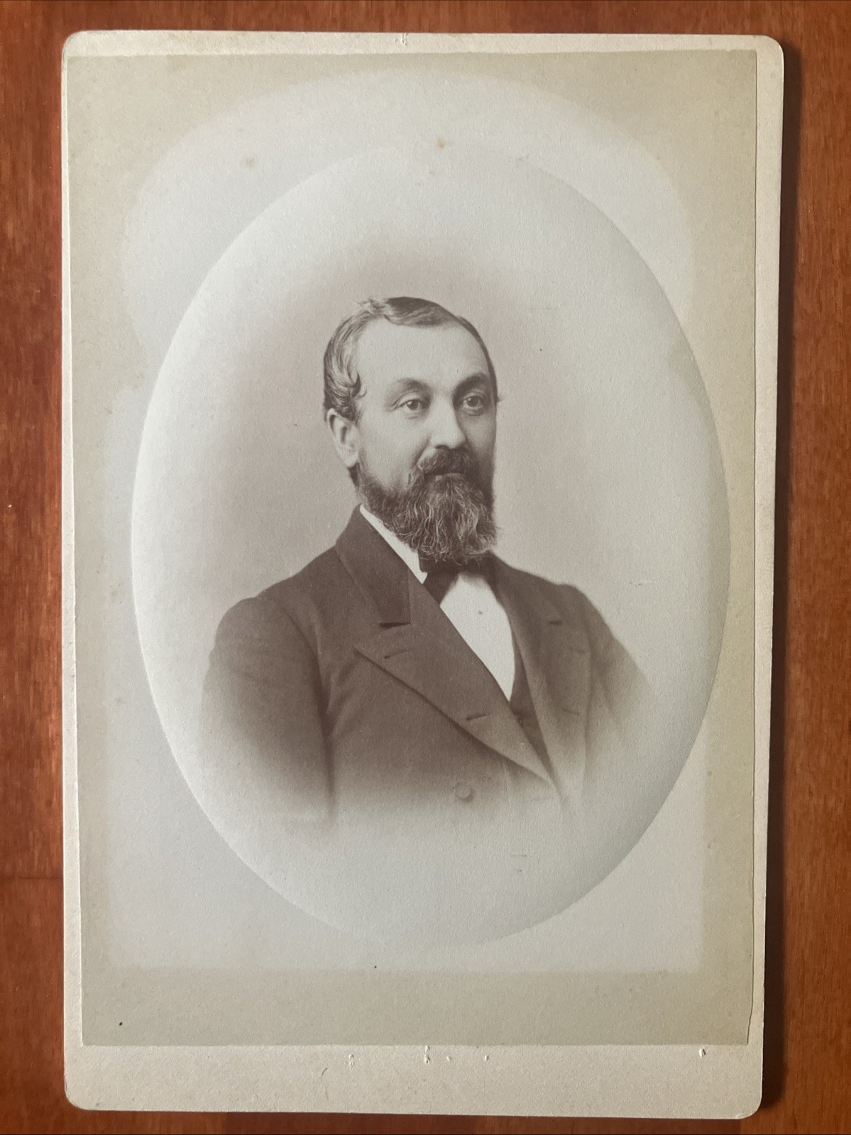 Stately Man Big Beard Antique Photo Cabinet Card Manchester NH 