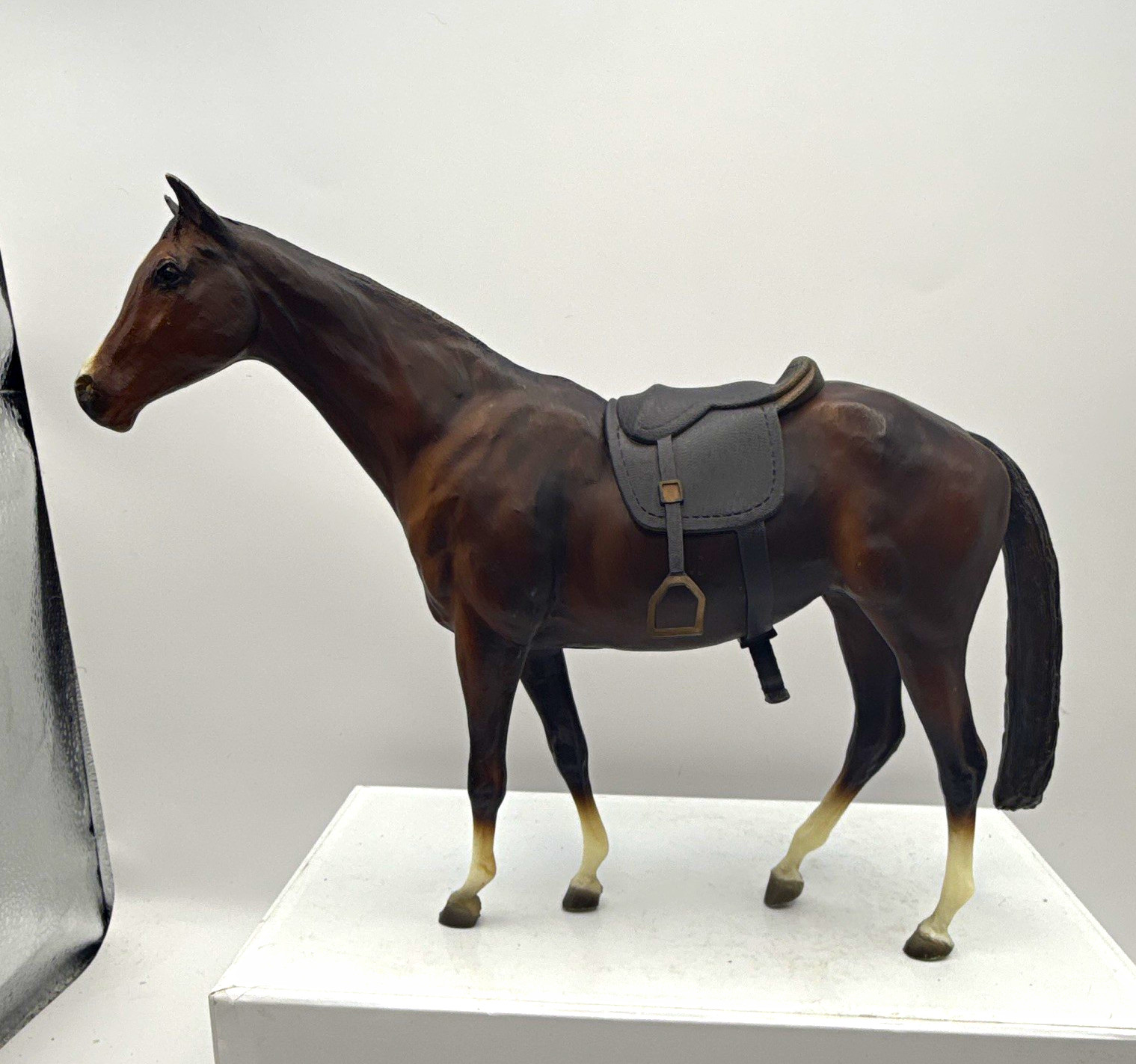 Breyer Model Horse Figurine Dark Brown w/ White Markings & Saddle Plastic