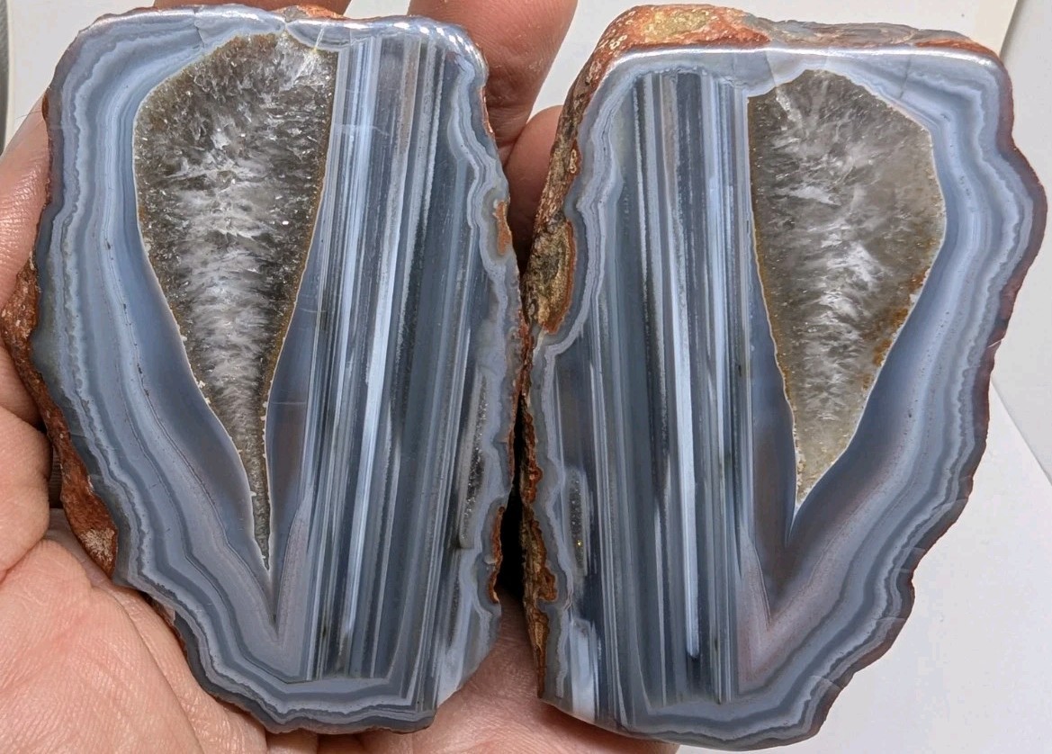 Large Swazi Rose Agate Polished Halves, Mozambique Agates, 348 Grams (12.25 Oz)