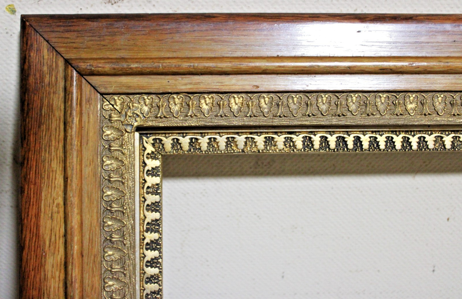 ANTIQUE FIT 8 X 10 VICTORIAN PICTURE FRAME OAK WOOD ORNATE GOLD GILT ARTS CRAFTS