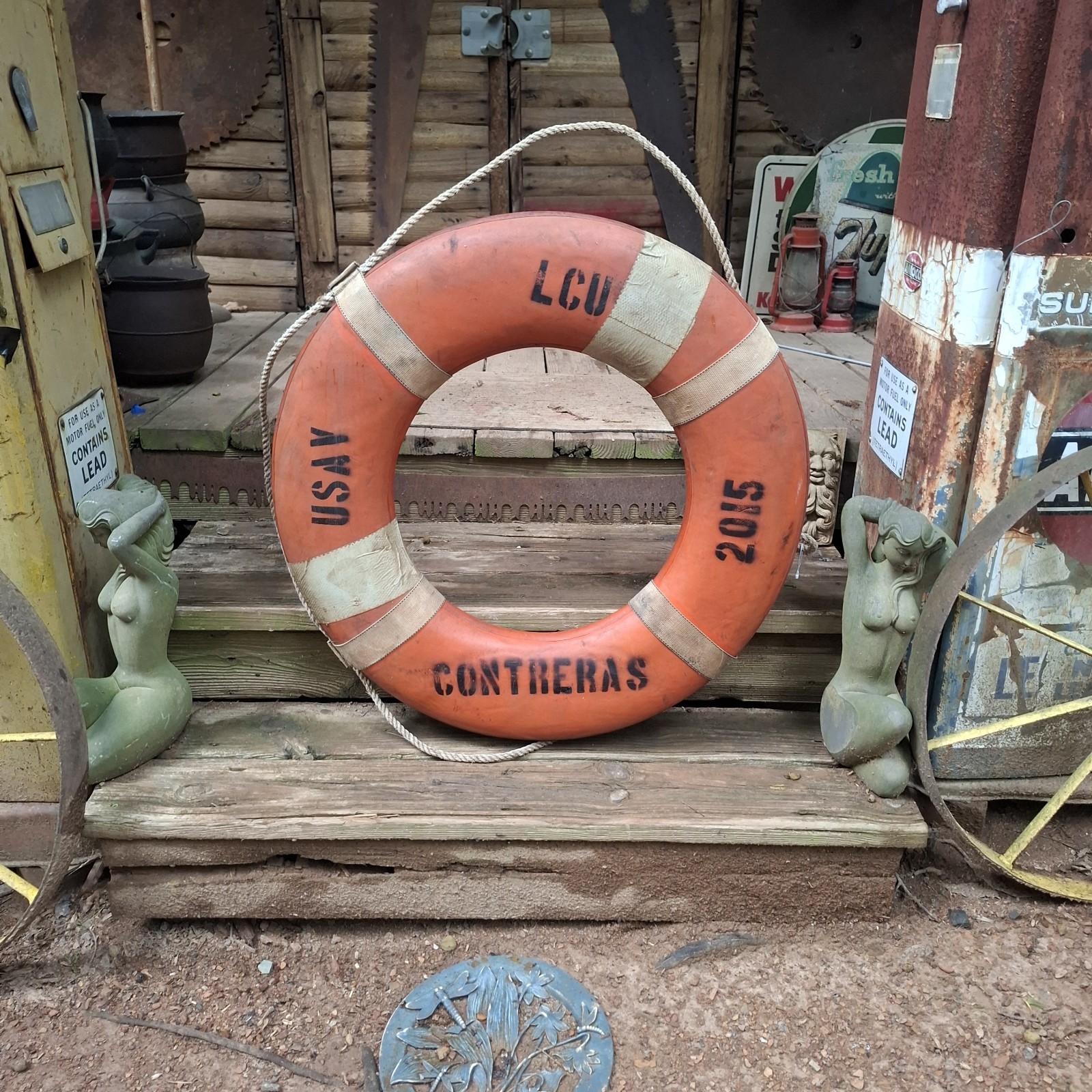 Vintage Contreras Landing craft utility SHIP LIFE RING MILITARY SEA SUPPORT