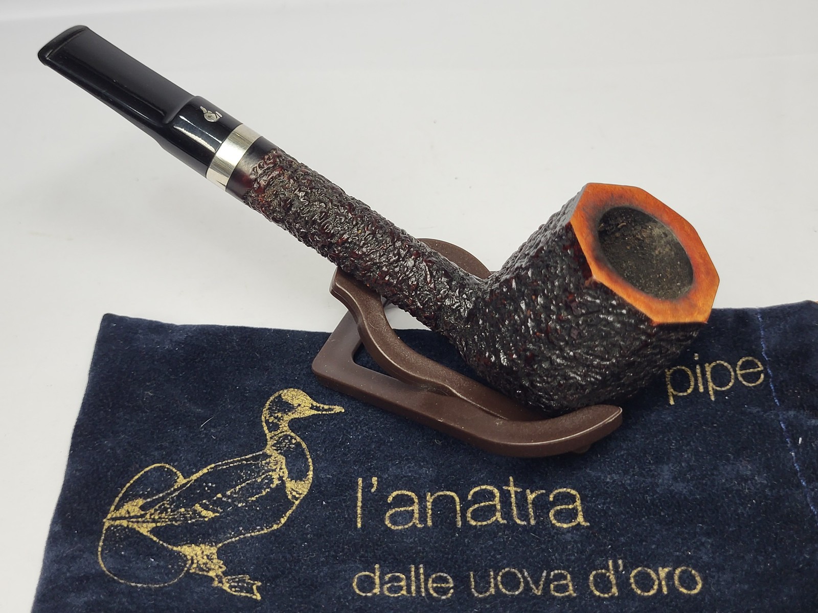 Vintage L'ANATRA 2005 Limited Ed. #174/250 Octogonal Smoking Pipe w/ Silver Band