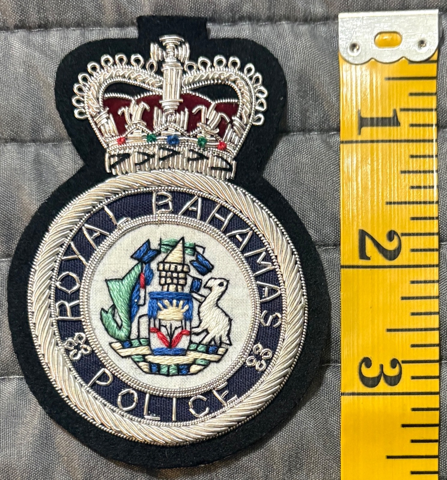 Cool Vintage Royal Bahamas Police Patch Bullion Thread