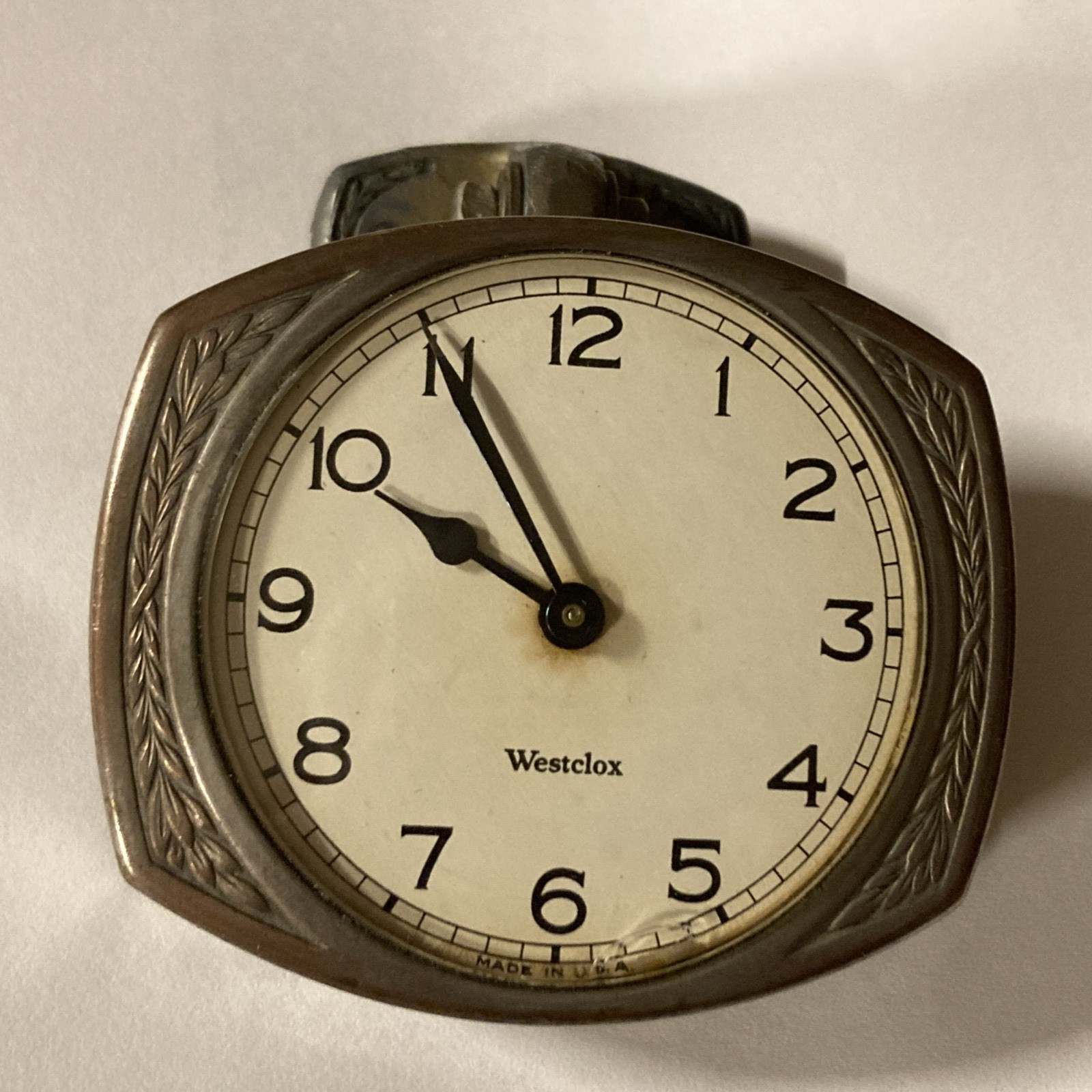 Vintage Westclox Auto Dashboard Clock Wind Up Mount Bracket USA  Not Working