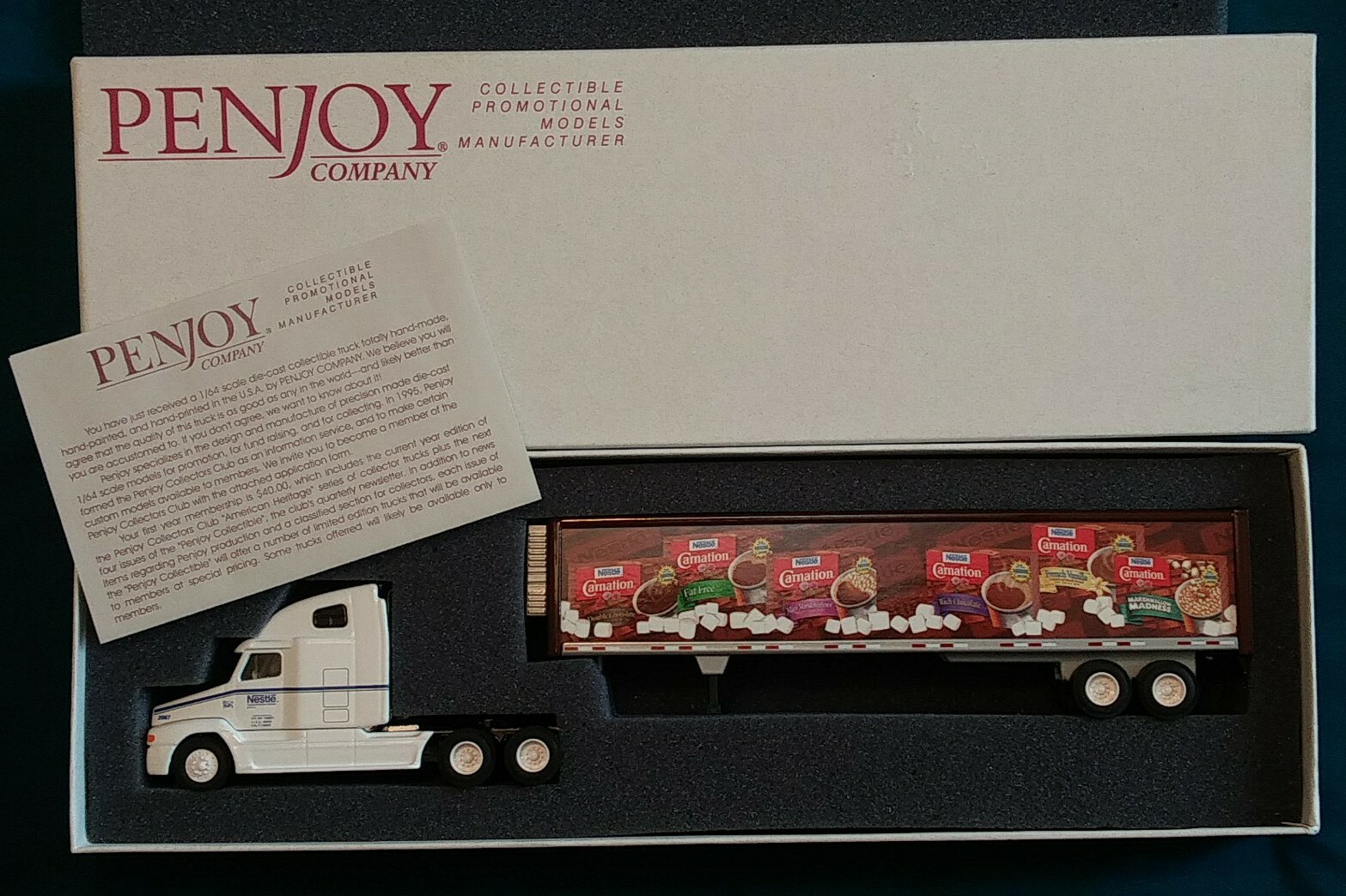 NIB PENJOY Nestle Transportation Co Dekalb, IL - Carnation Hot Chocolate Big Rig