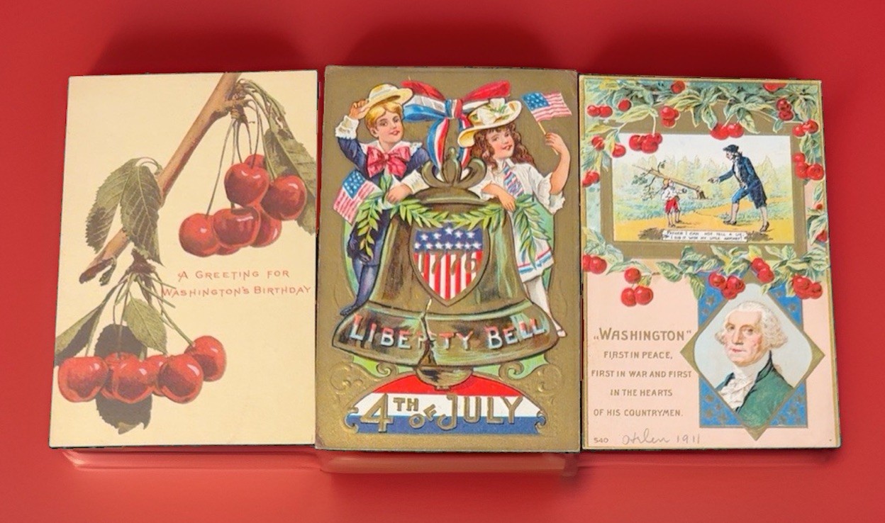 Antique Patriotic Postcard Lot 3 4th of July Washington Birthday Liberty Bell
