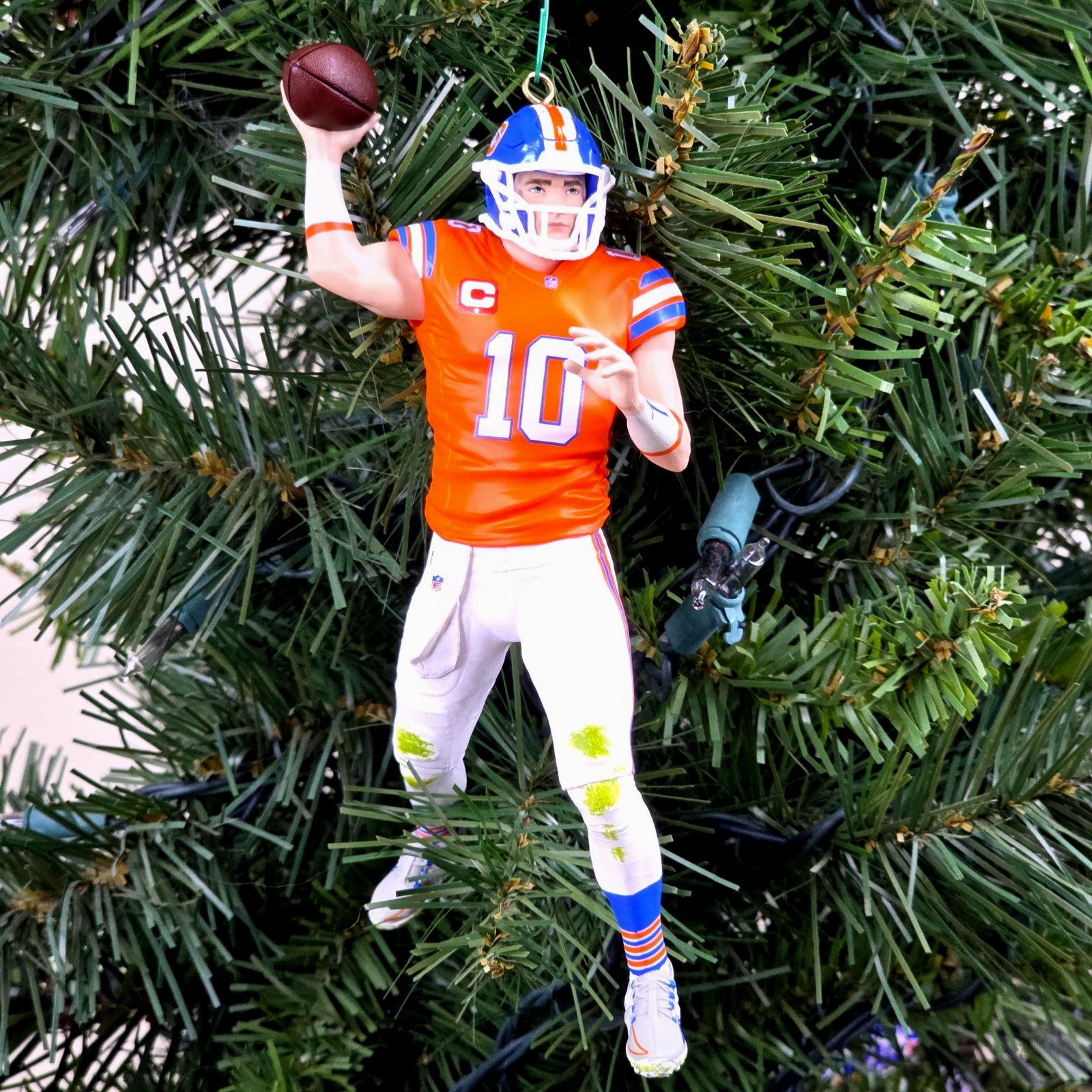 Bo Nix Denver Broncos Football NFL Xmas Tree Ornament Holiday vtg Jersey #10