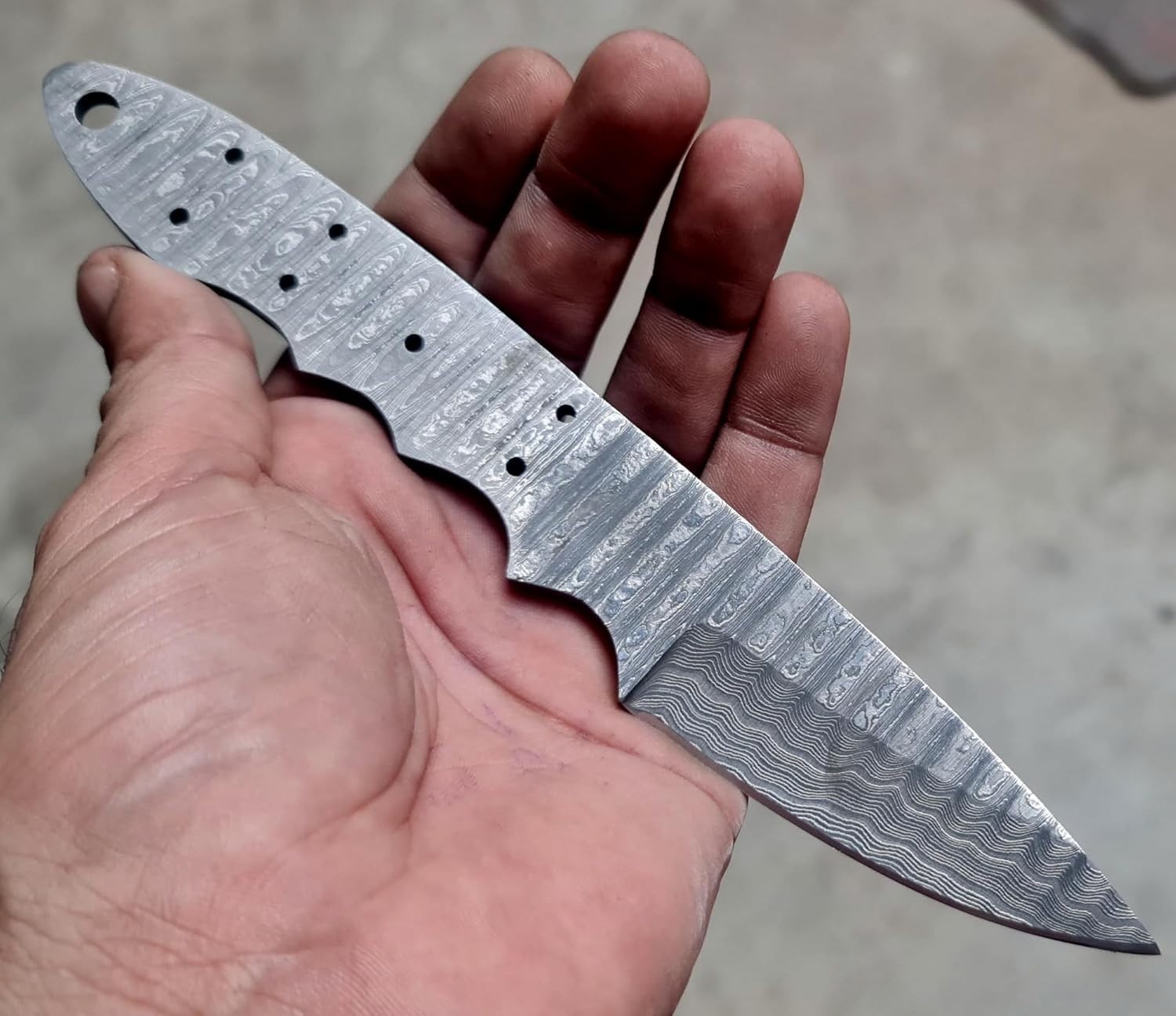 Damascus Knife Blank Blade Full  Tang 4.5 in Fixed Blade Diy
