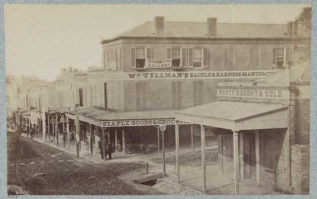 Vicksburg Mississippi 1870s street view W Tillman saddlery storefronts