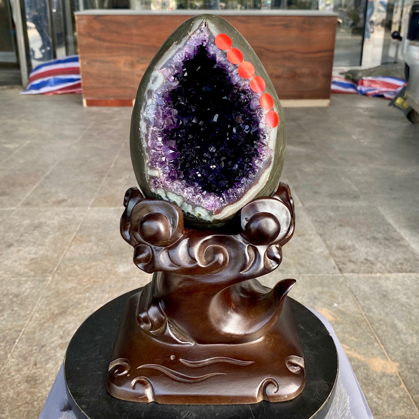 8.13LB Natural amethyst Dinosaur egg Quartz Crystal specimen healing