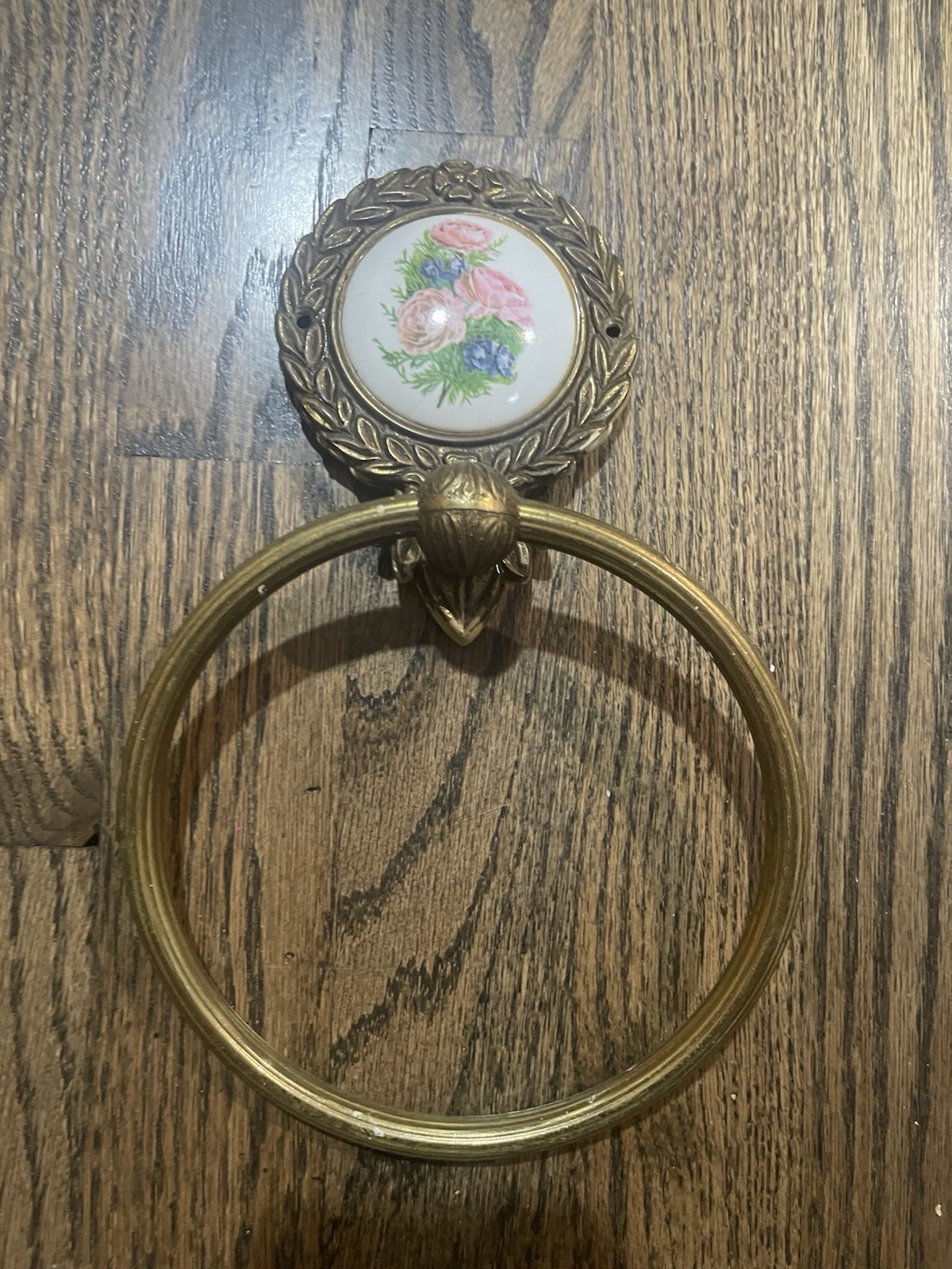 Valsan Portugal Solid Brass Porcelain Towel Ring Classic Design Vintage Rare
