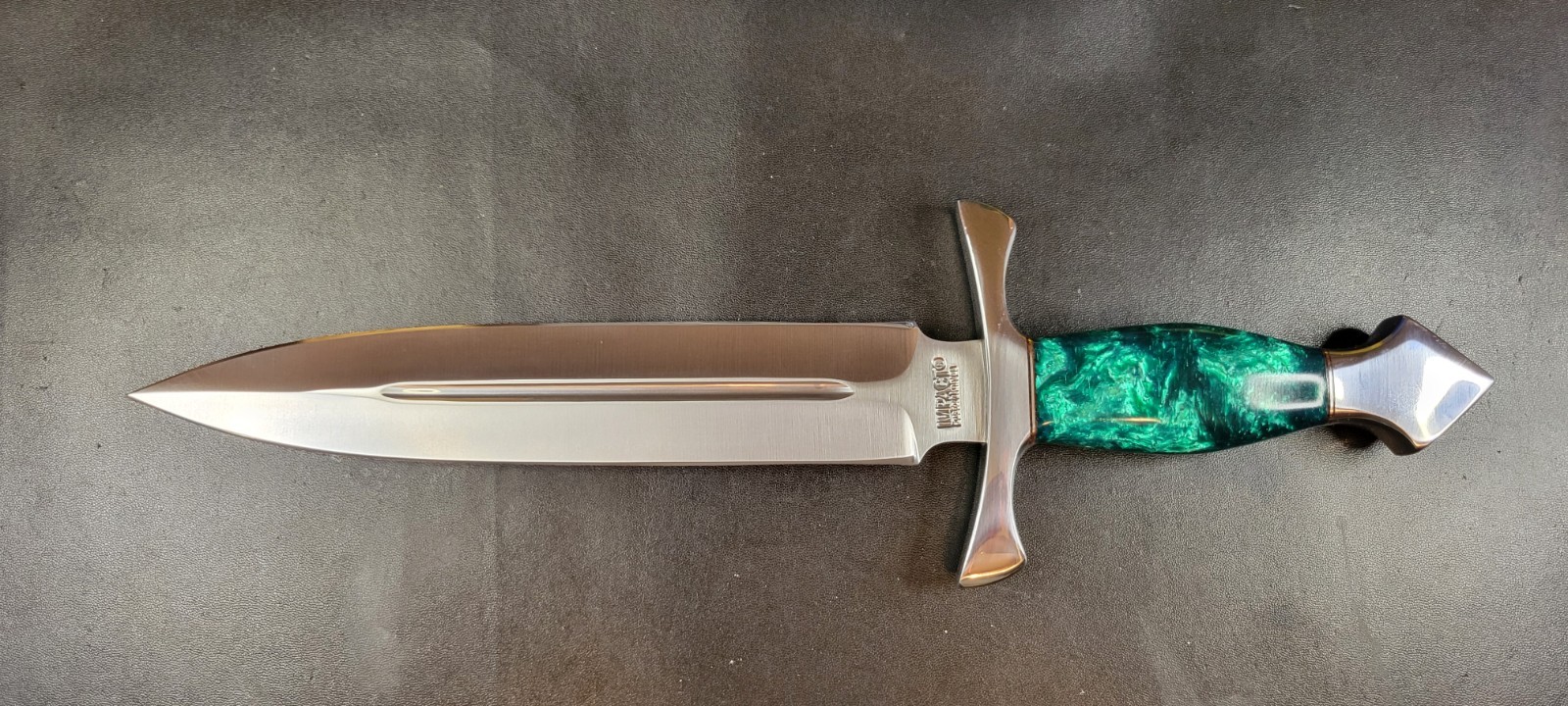 Impact Cutlery Custom D2 Steel Cimbat Dagger Knife Green Resin Handle- 2406
