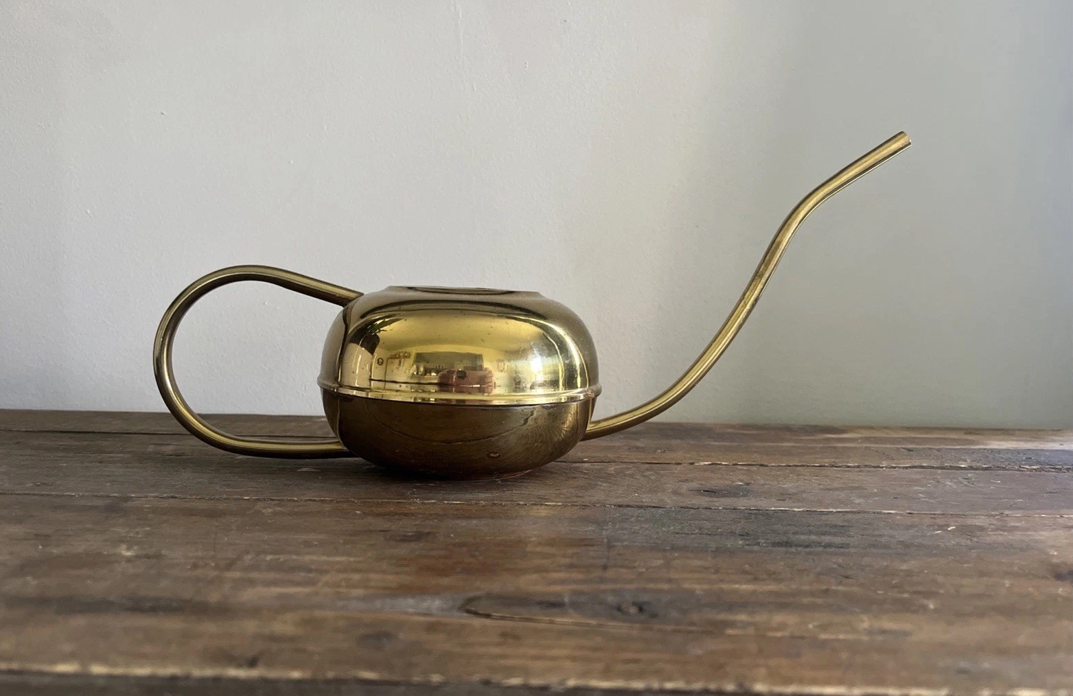 Vintage MCM Small Brass Watering Can Long Slender Spout 9”