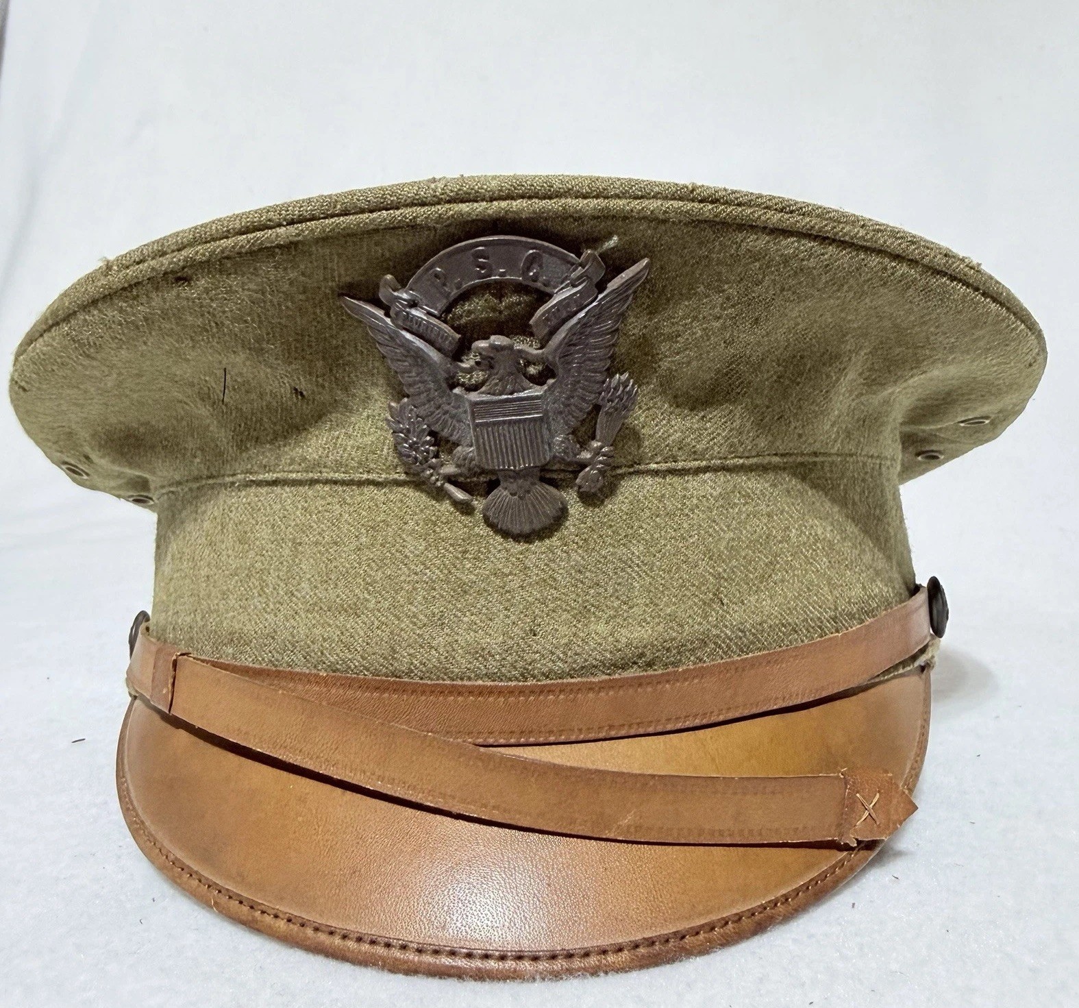 WWI US Army Officer Visor Cap PSC Philippine Service Command Wm Rowland Phila