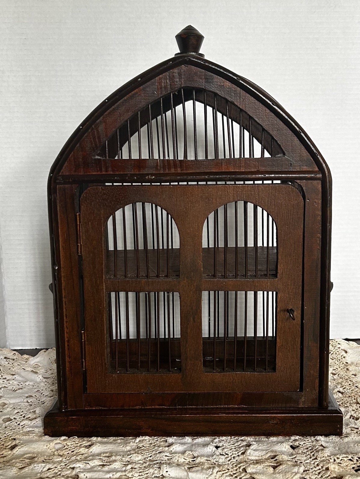 Vintage wood birdcage cathedral style