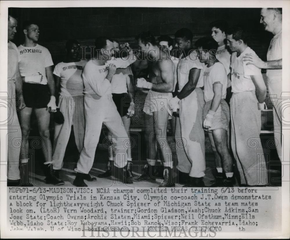 1952 Press Photo NCAA boxing champs complete training before Olympic trials