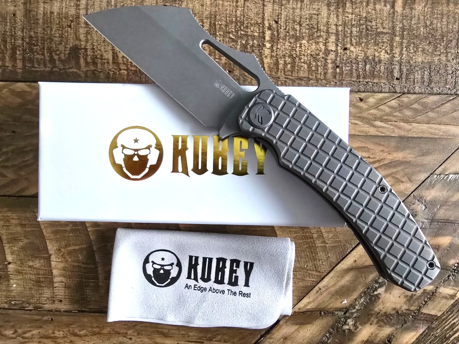 NEW 🔥 Kubey Sylow Framelock Gray Frag Titanium Handle 14C28N Blade (KU260C)