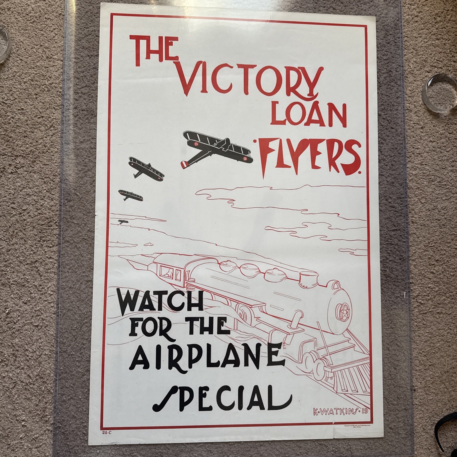 WWI Poster The Victory Loan Flyers Airplane Special Show Train
