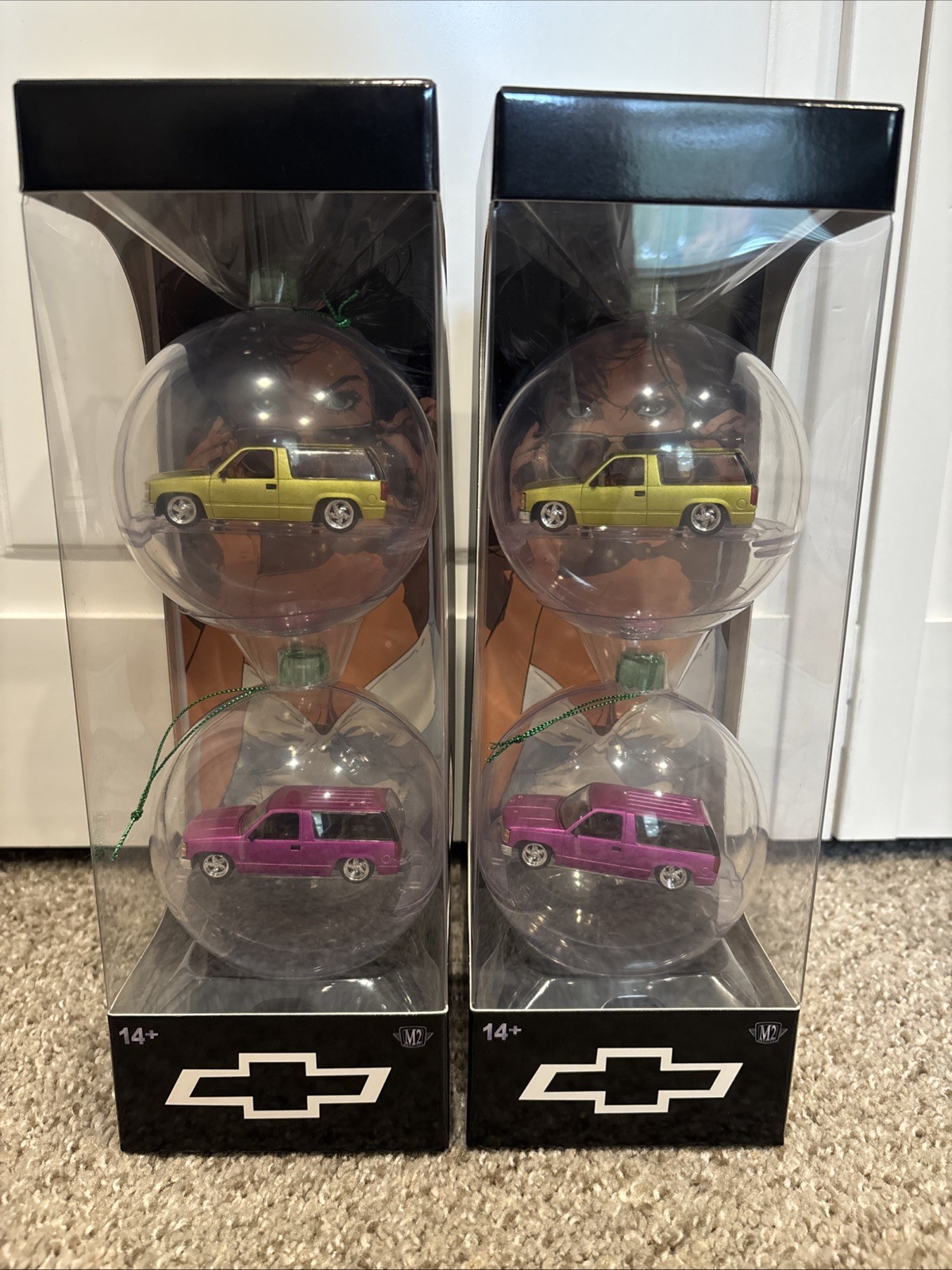 M2 1998 Chevrolet Tahoe Christmas Ornament Set,  1:64 LOT OF 2