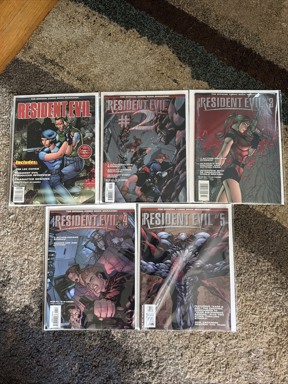 Resident Evil Comic Book Magazine #1-5 (1998) Complete Set 1, 3 Newsstand NM