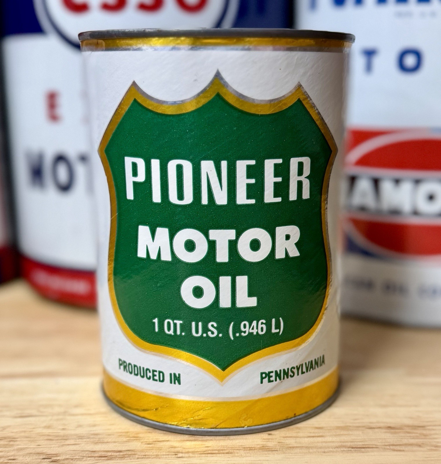 Rare Vintage Pioneer Motor Oil Can Quart Empty