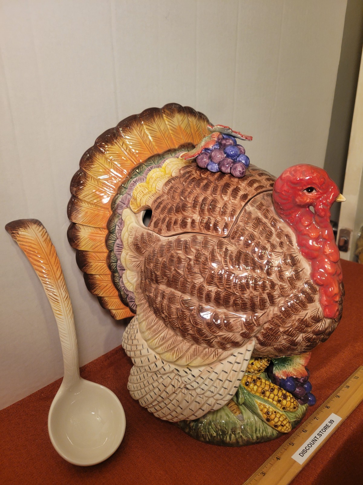 Vintage Fitz and Floyd Classics Turkey Tureen Large 4 Cup w/ Lid & Spoon Ladle