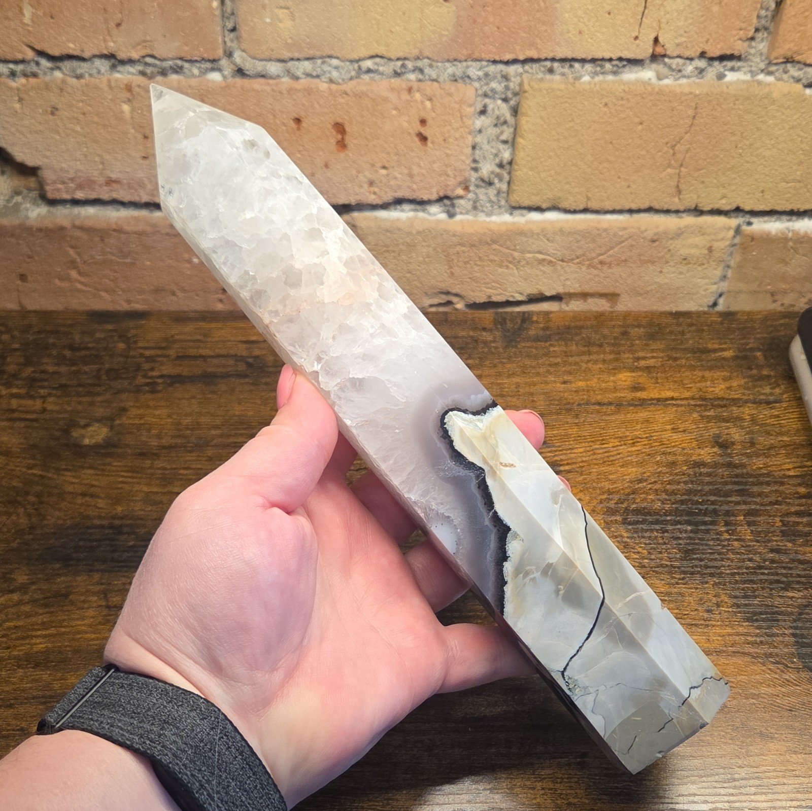 Large Volcano Agate Point, Polished Crystal Tower, 802g 1.76 lb, L#LVA3 Large Volcano Agate Point, Polished Crystal Tower, 802g 1.76 lb, L#LVA3