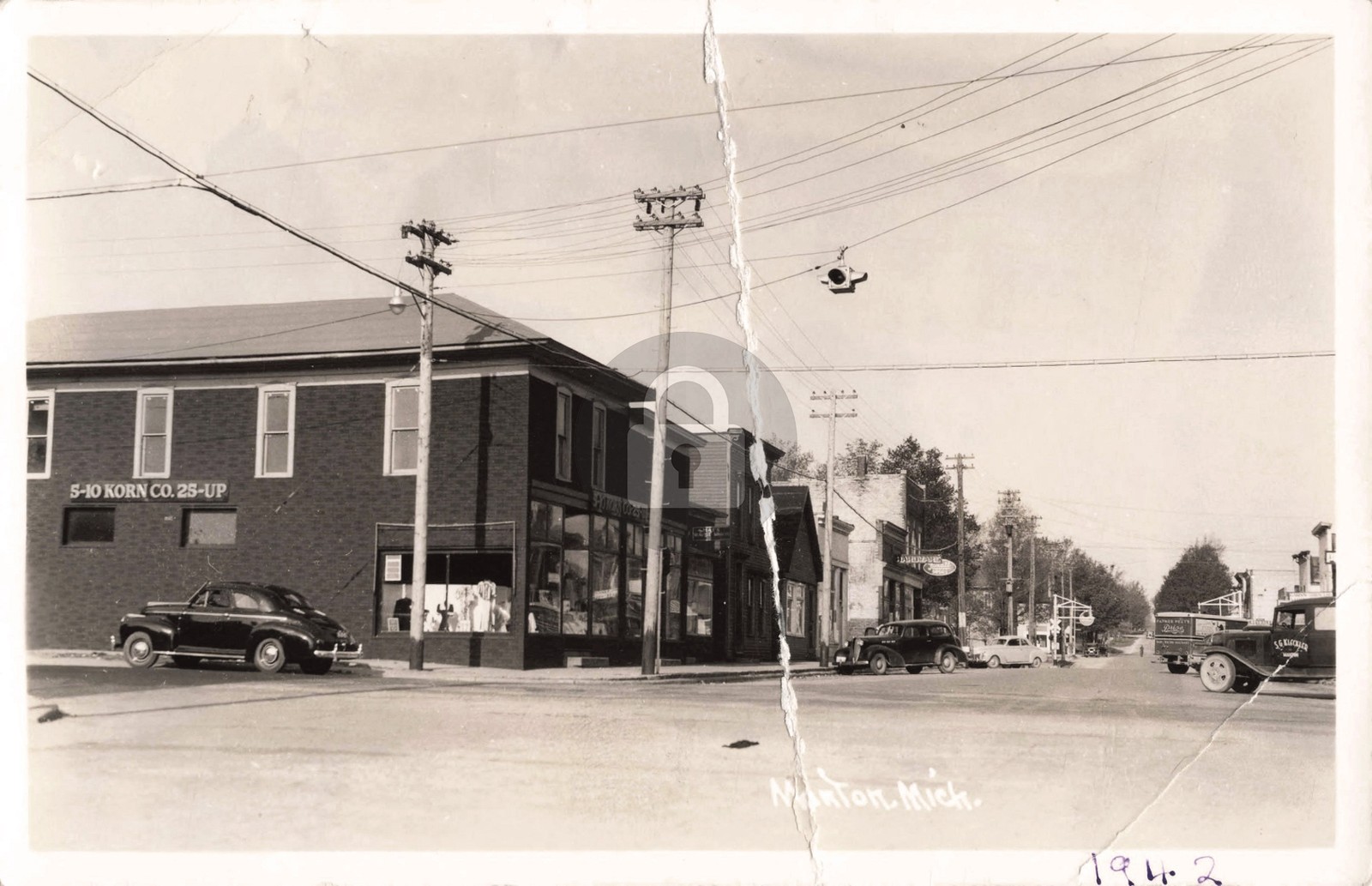 Street View Manton MI Michigan 1942 RPPC Photo Postcard COPY
