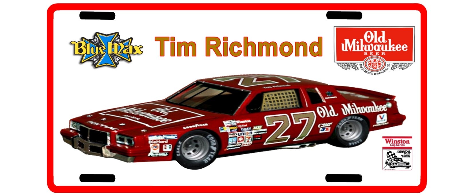 Vintage looking TIM RICHMOND OLD MILWAUKIE 27 License Plate  1980s 
