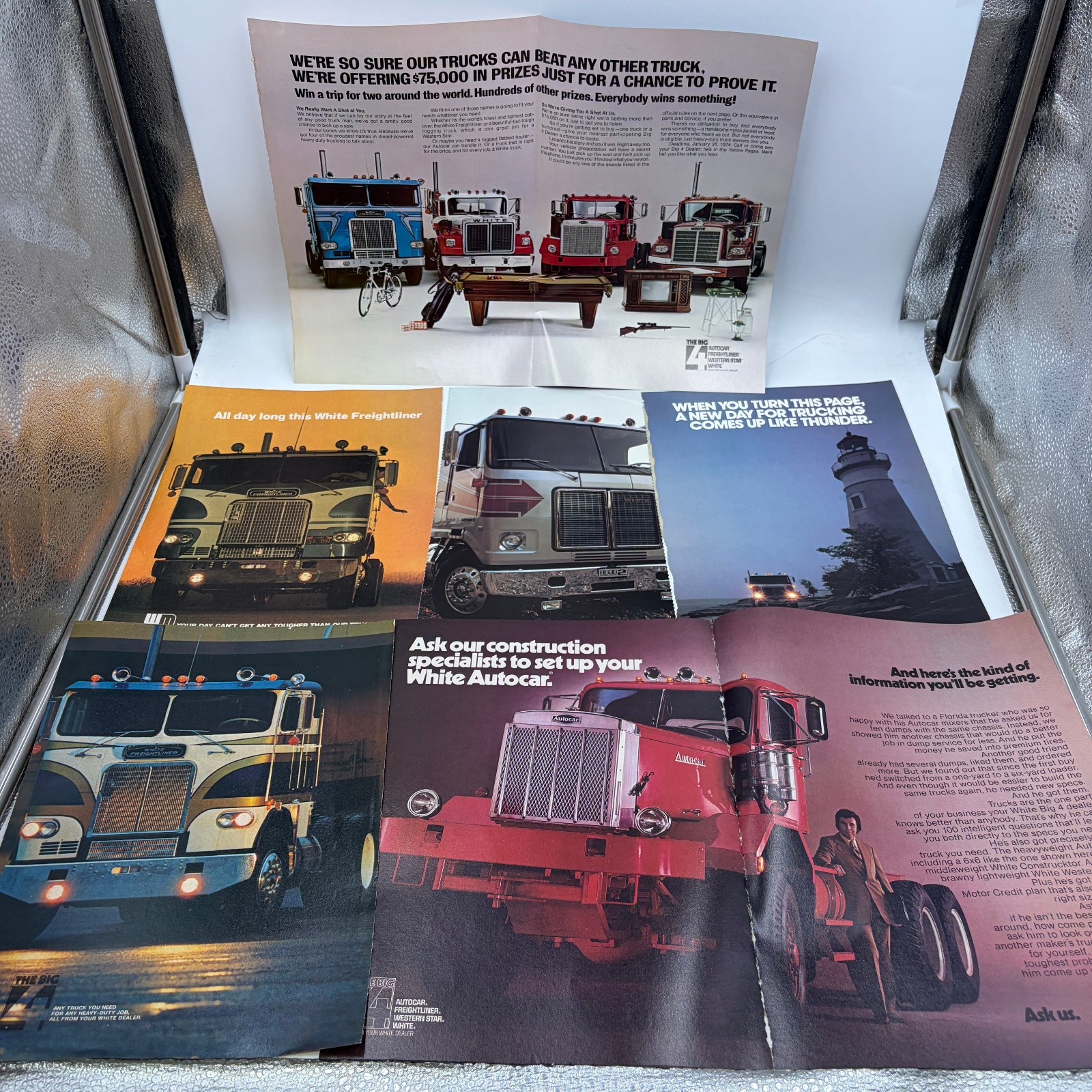 Lot of 7 Vintage 1970s White Freightliner Autocar Western Star Truck Ads