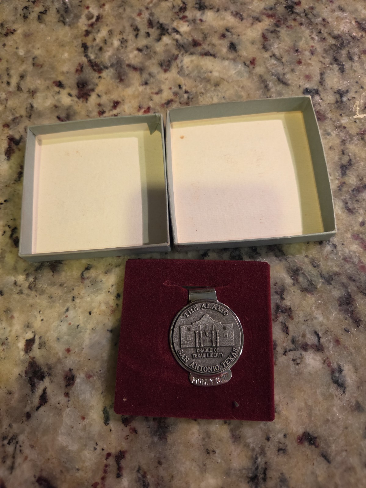 Vintage The Alamo Money Clip San Antonio Texas Cradle of Liberty Souvenir Boxed