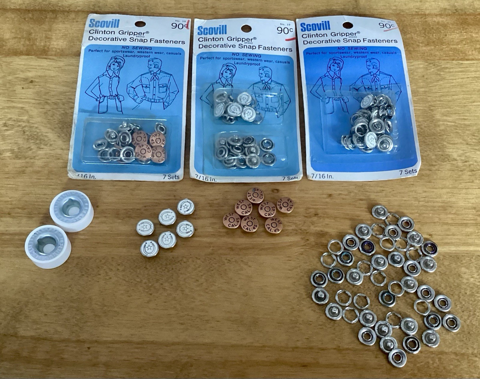 VTG Scovill Clinton Western Style Gripper Snap Fasteners, 3 Packs + Loose Lot